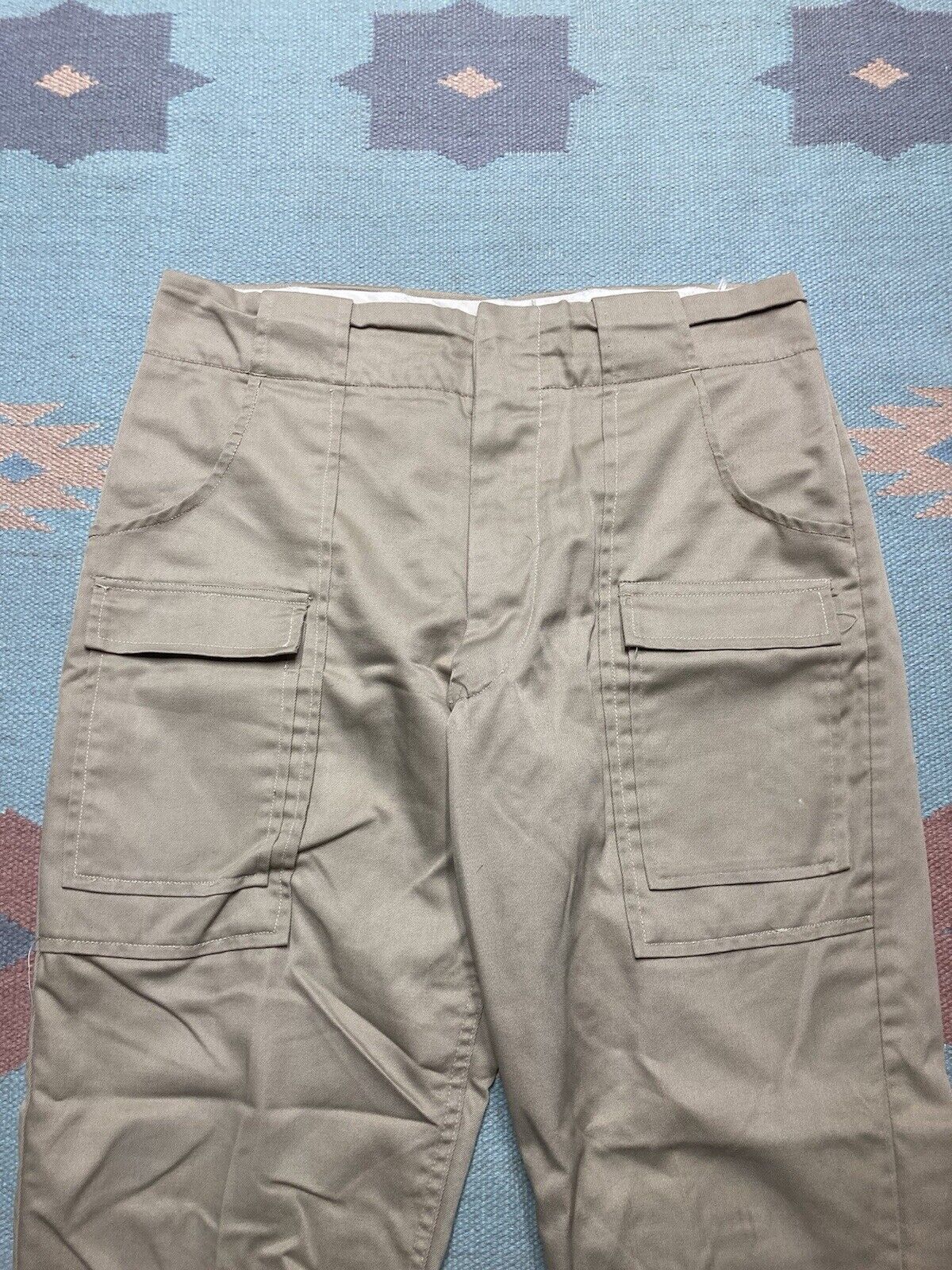 Vintage VTG 1970s bush pocket pants khaki chino wide talon zip 33x28 Size US 33 - 3 Thumbnail