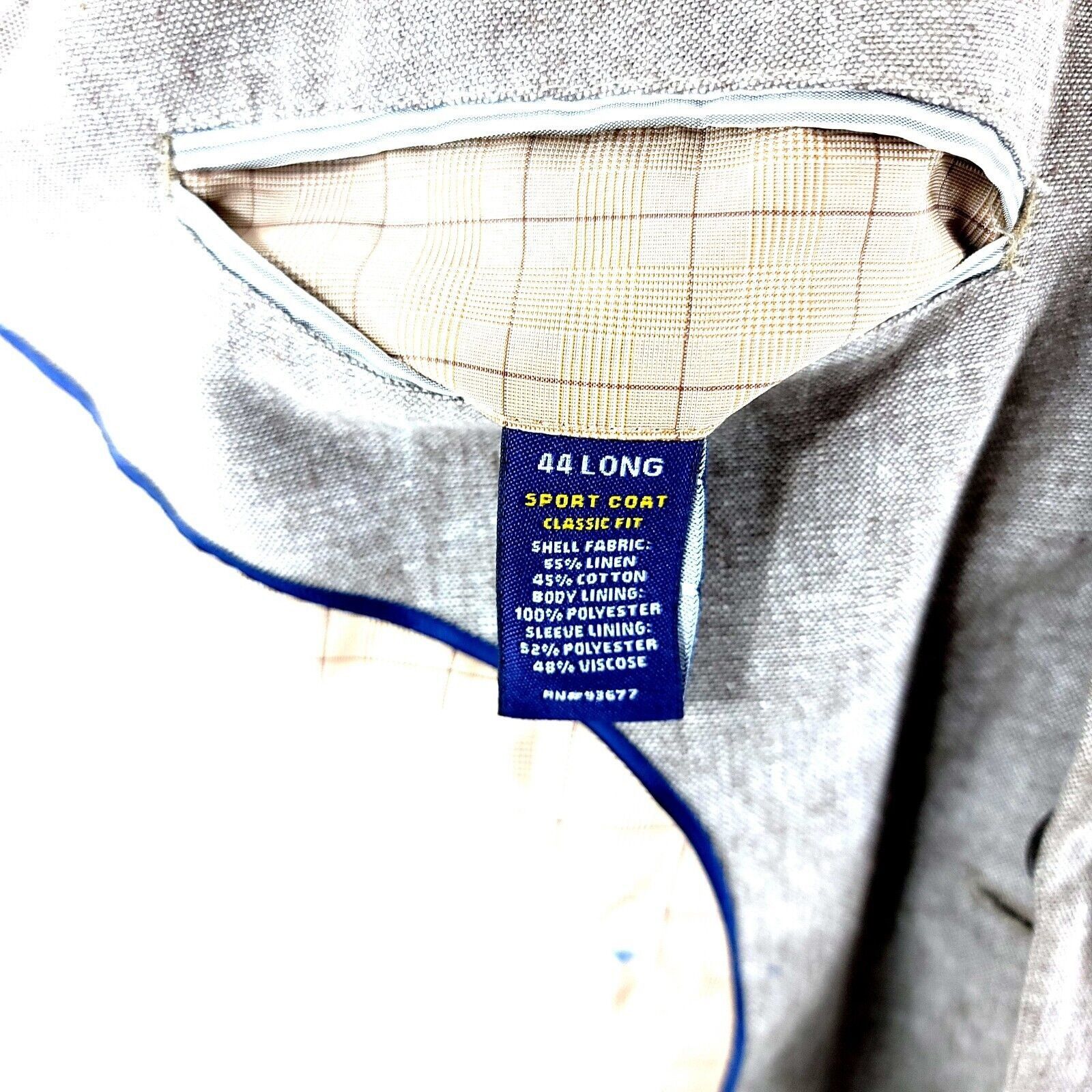 Stafford DAMAGED Stafford Linen Cotton 2 Button Blazer 44L Tan Birdse Size 44L - 11 Thumbnail