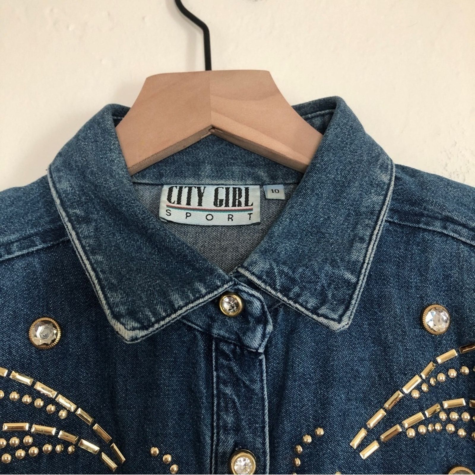 Other City Girl Sport Denim Bead Three Piece Skirt Top Jacket Set Size L / US 10 / IT 46 - 6 Thumbnail