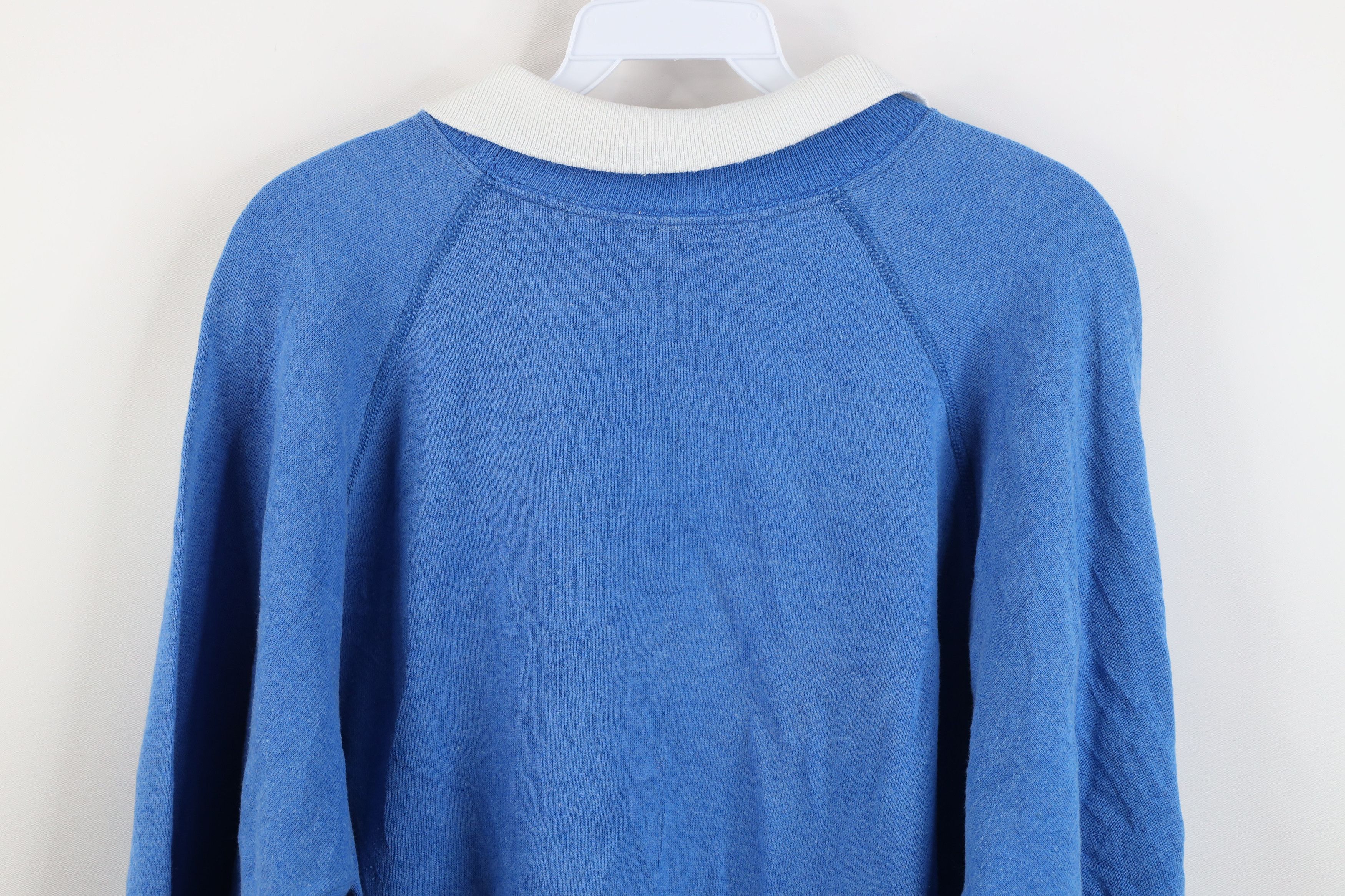 Vintage Vintage 80s Streetwear Popcorn Collared Sweatshirt Blue USA Size L / US 10 / IT 46 - 15 Thumbnail