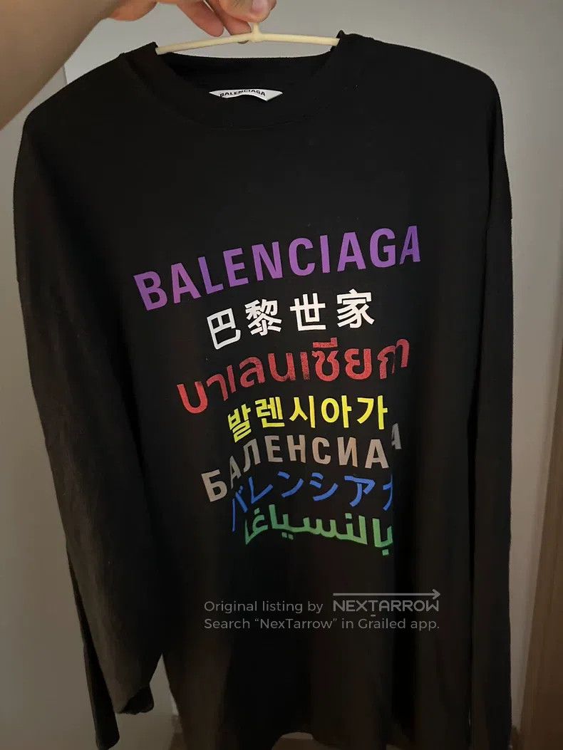 Balenciaga Balenciaga Multilingual Printed Long Sleeve T-Shirt Size US XXS / EU 40 - 1 Thumbnail