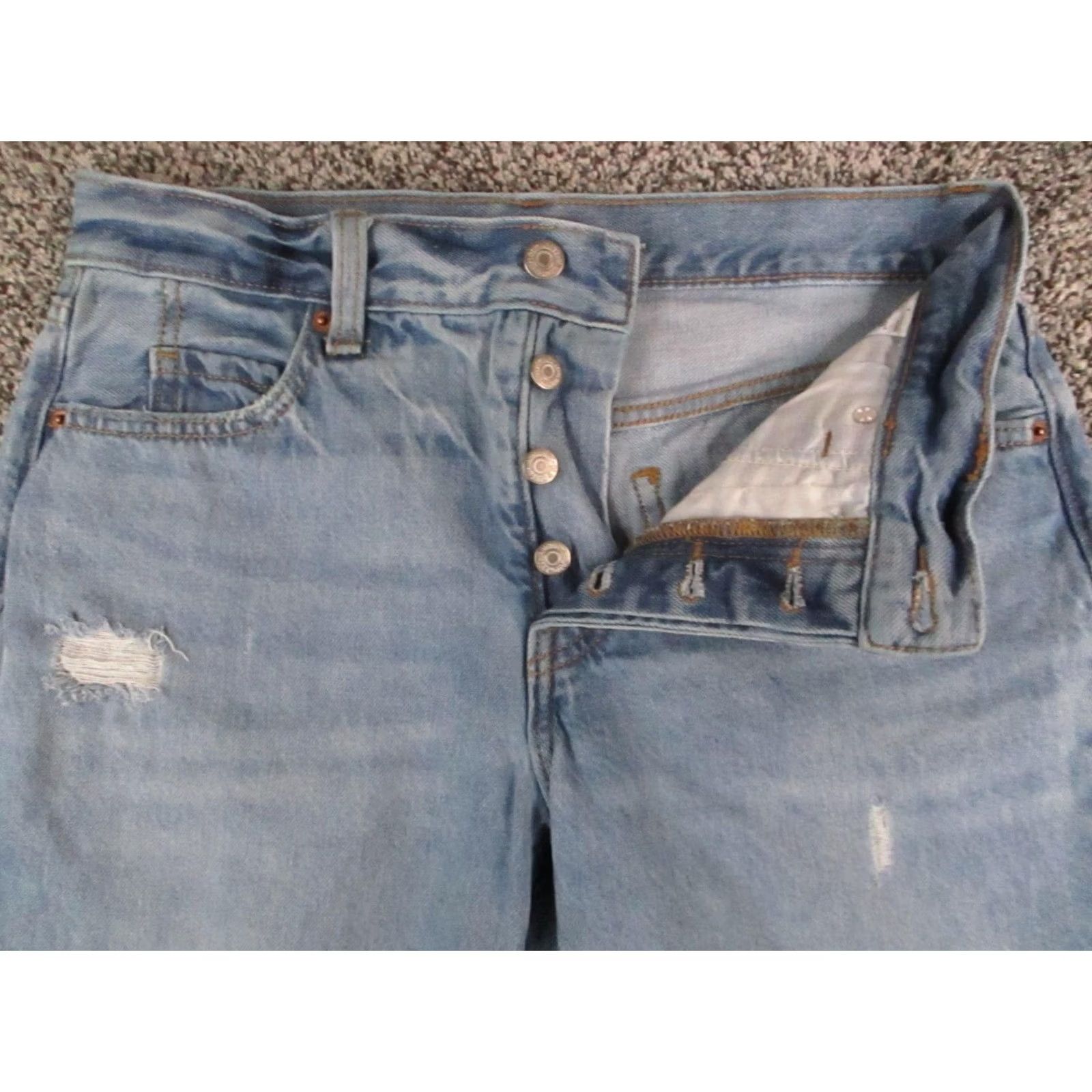 Old Navy Old Navy Jeans Womens 6 Blue High Rise Slouchy Straight Distressed Crop 29x24 Size 28" / US 6 / IT 42 - 2 Thumbnail