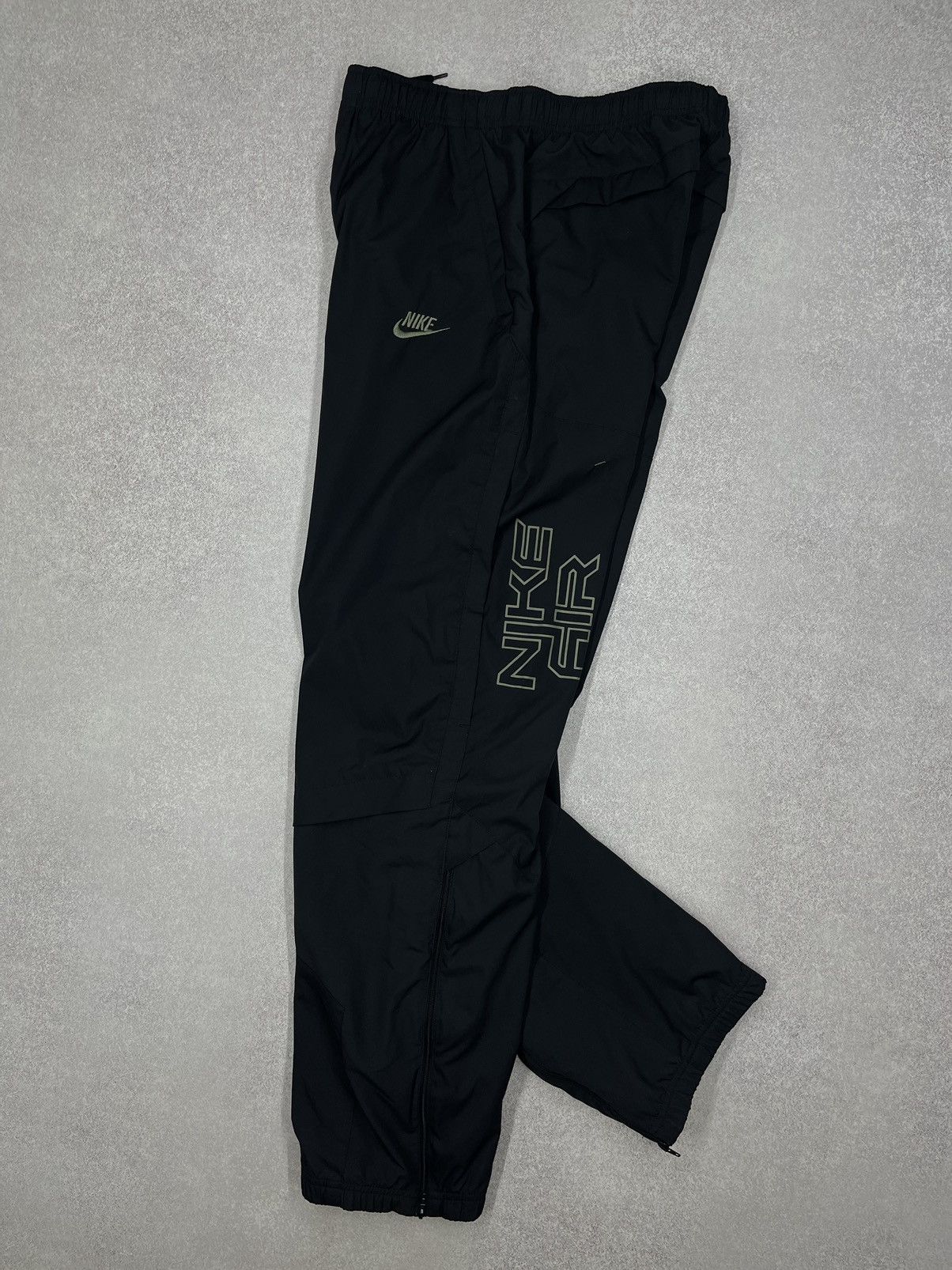 Vintage Nike Nylon Black Sweatpants Double Big Logo Swoosh