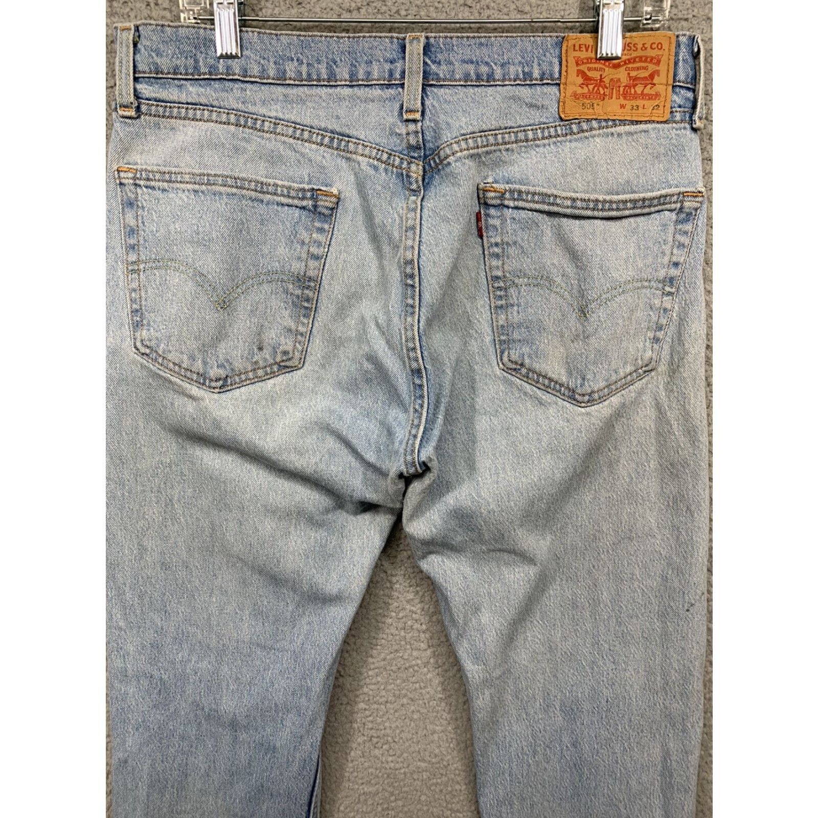 Levi's Levi's 505 Jeans Mens 34 x 30 Straight 5-Pocket Rivets LOGO Red Tab Light Blue Denim Cotton Elastane Regular Rise Mid Vintage: No Size US 34 / EU 50 - 5 Thumbnail