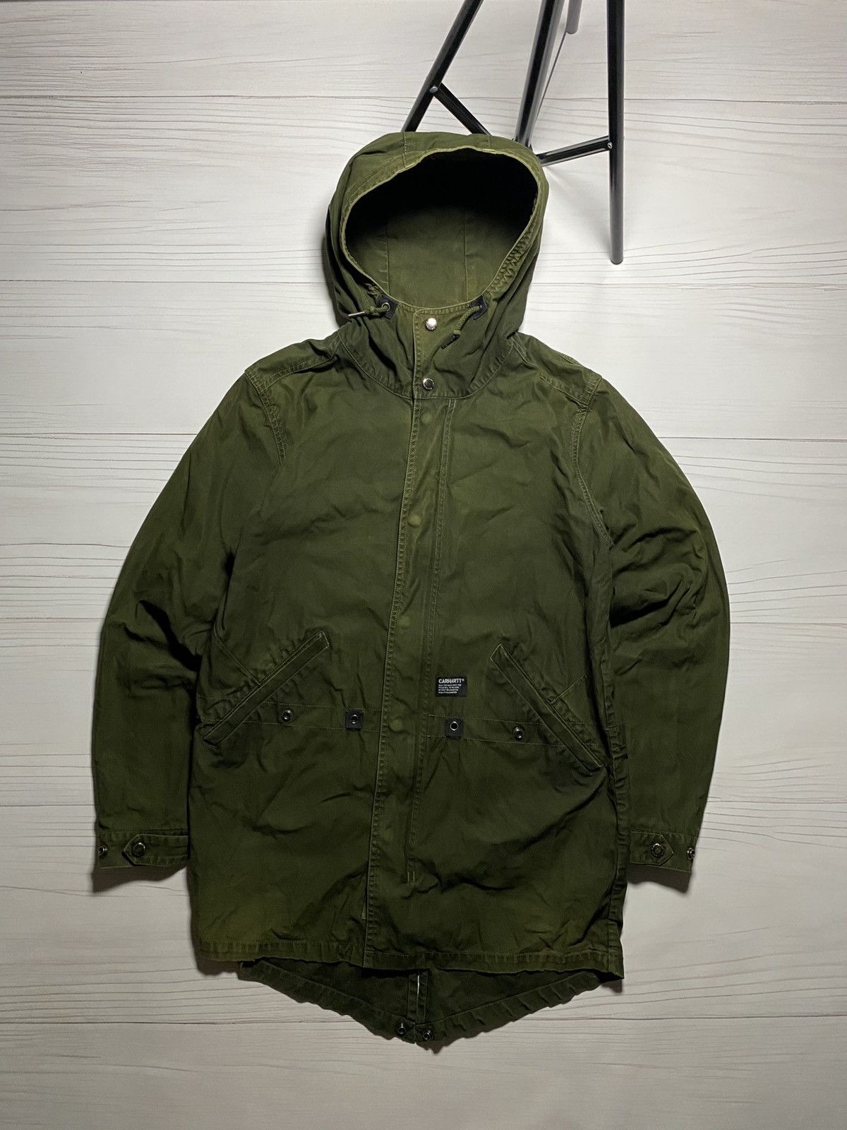 Pre-owned Carhartt X Vintage Carhartt Detroit Faded Distressed Parka Jacket Y2k In Brown