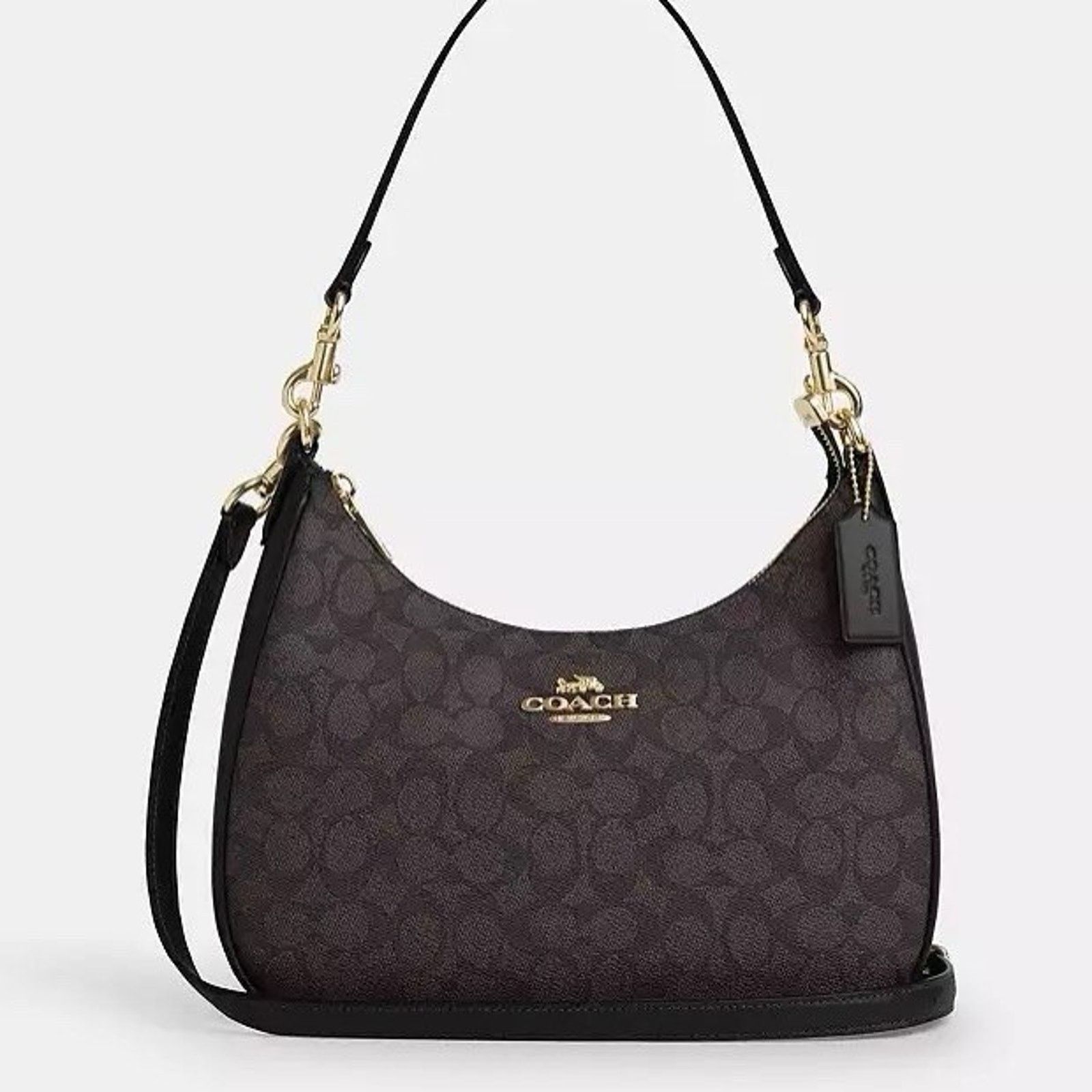Coach NWT Coach Teri Hobo Bag Signature Canvas CV940 Black Size ONE SIZE - 6 Thumbnail