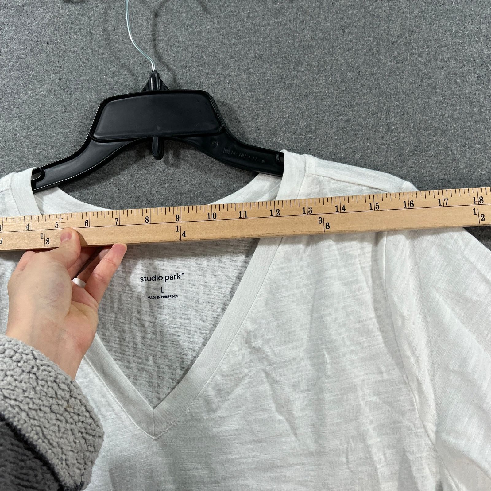 Other Studio Park Knit Short Sleeve V-Neck Tee White, Large Size L / US 10 / IT 46 - 5 Thumbnail