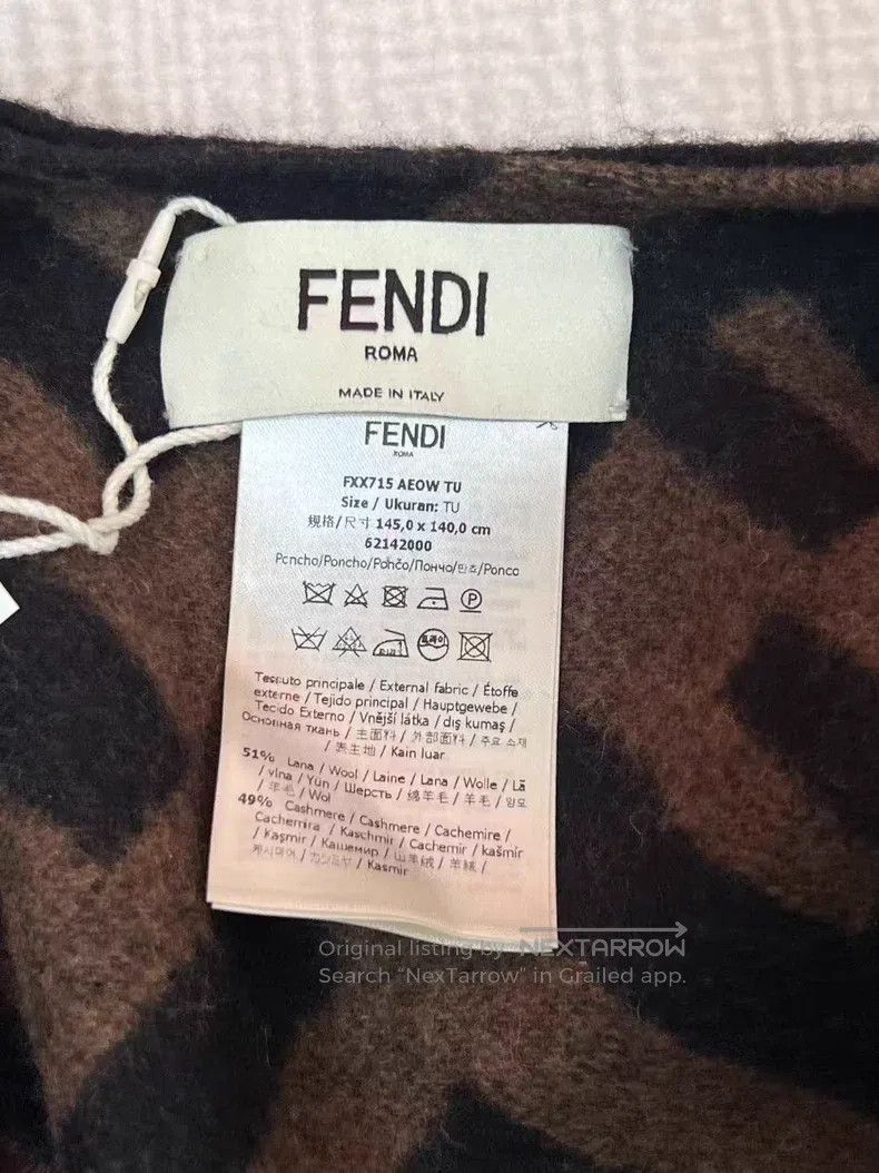 Fendi Fendi size 145*140cm Monogrammed double FF cashmere reversi Size ONE SIZE - 4 Thumbnail