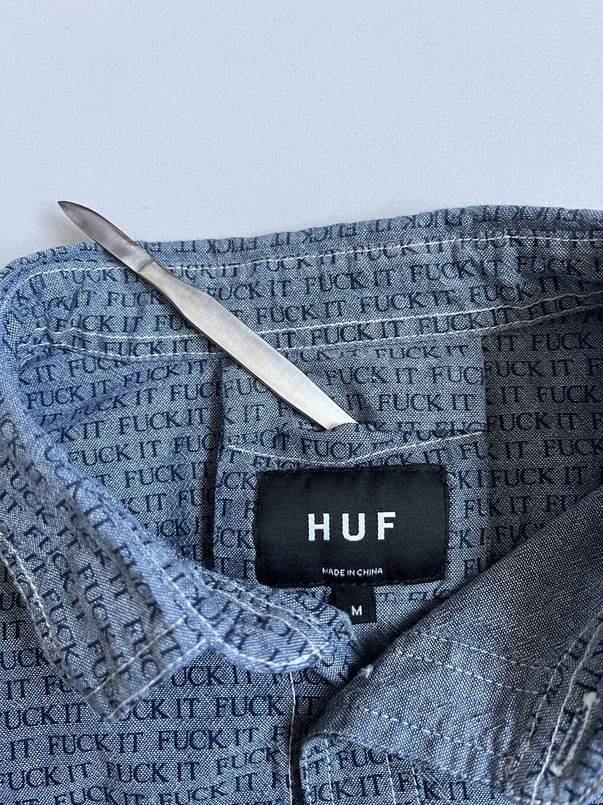 Huf × Thrasher HUF Unisex Blue Chambray Workwear Cat Eye Button Up Shirt Size US M / EU 48-50 / 2 - 5 Thumbnail
