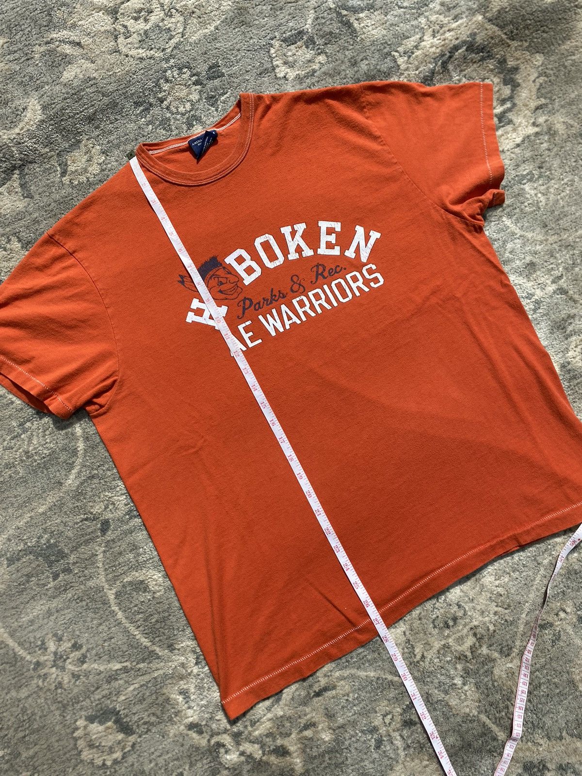 Abercrombie & Fitch Vintage Single Stitch AE Warriors Orange Tee Large Size US L / EU 52-54 / 3 - 8 Thumbnail