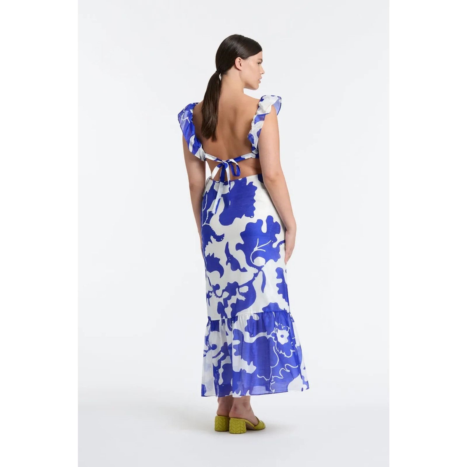 SIR. Sir The Label Vivi Frill Maxi Dress blue white size US 2 XS Size XS / US 0-2 / IT 36-38 - 6 Thumbnail