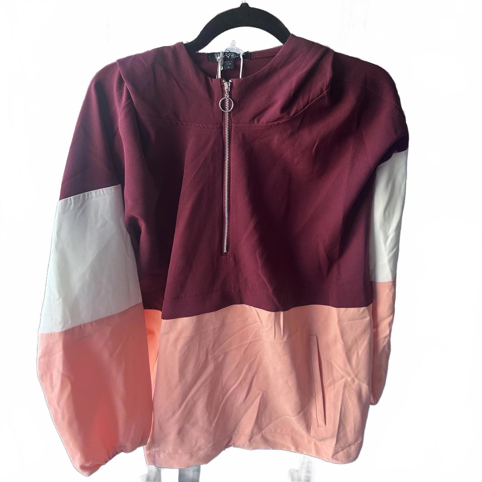 Designer Velvet Heart Colorblock L - Stylish Lightweight Hoodie Size L / US 10 / IT 46 - 1 Thumbnail