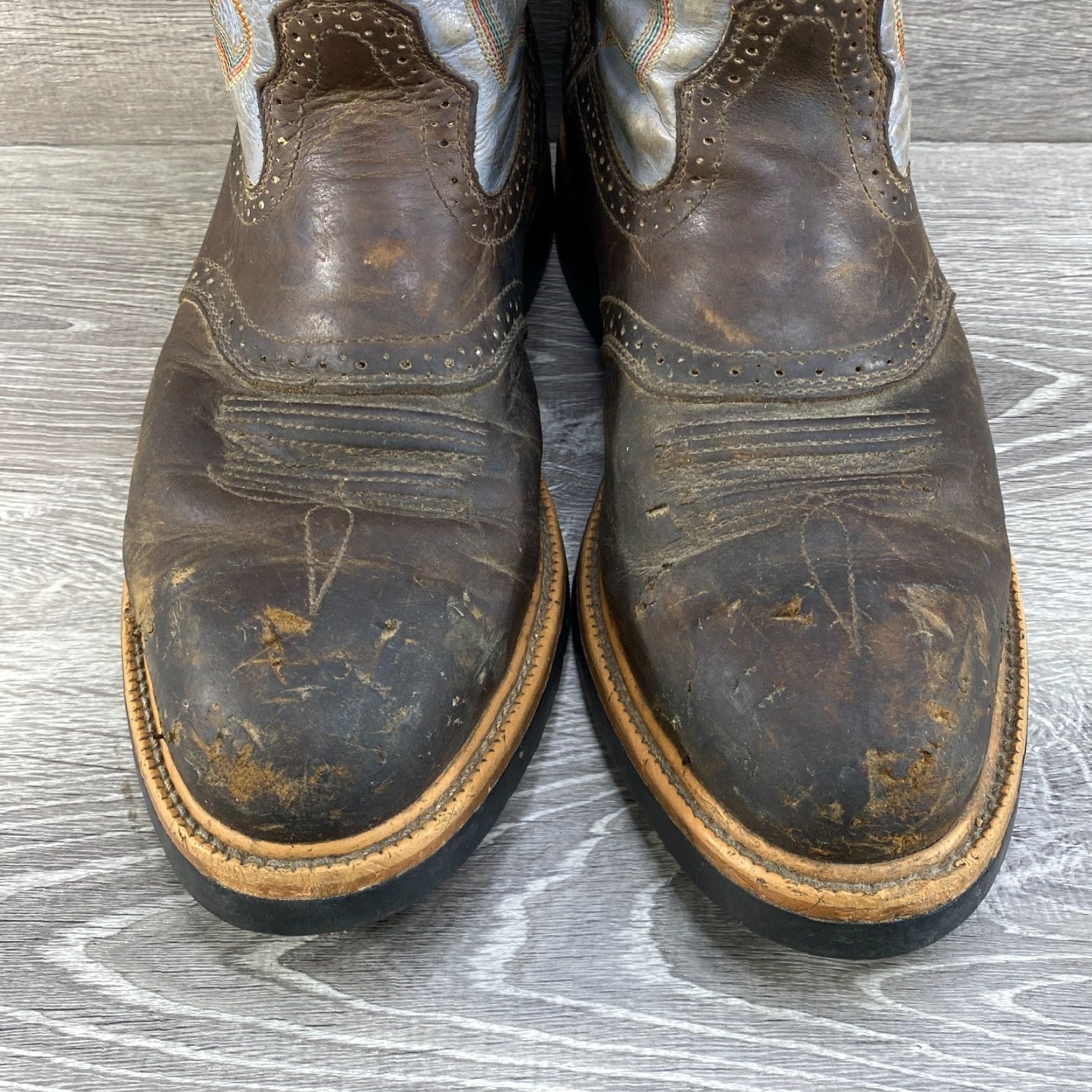 Twisted X Twisted X Mens 10.5 D Brown Blue Leather Cowboy Boots Steel Toe Western Work Size US 11 / EU 44 - 4 Thumbnail