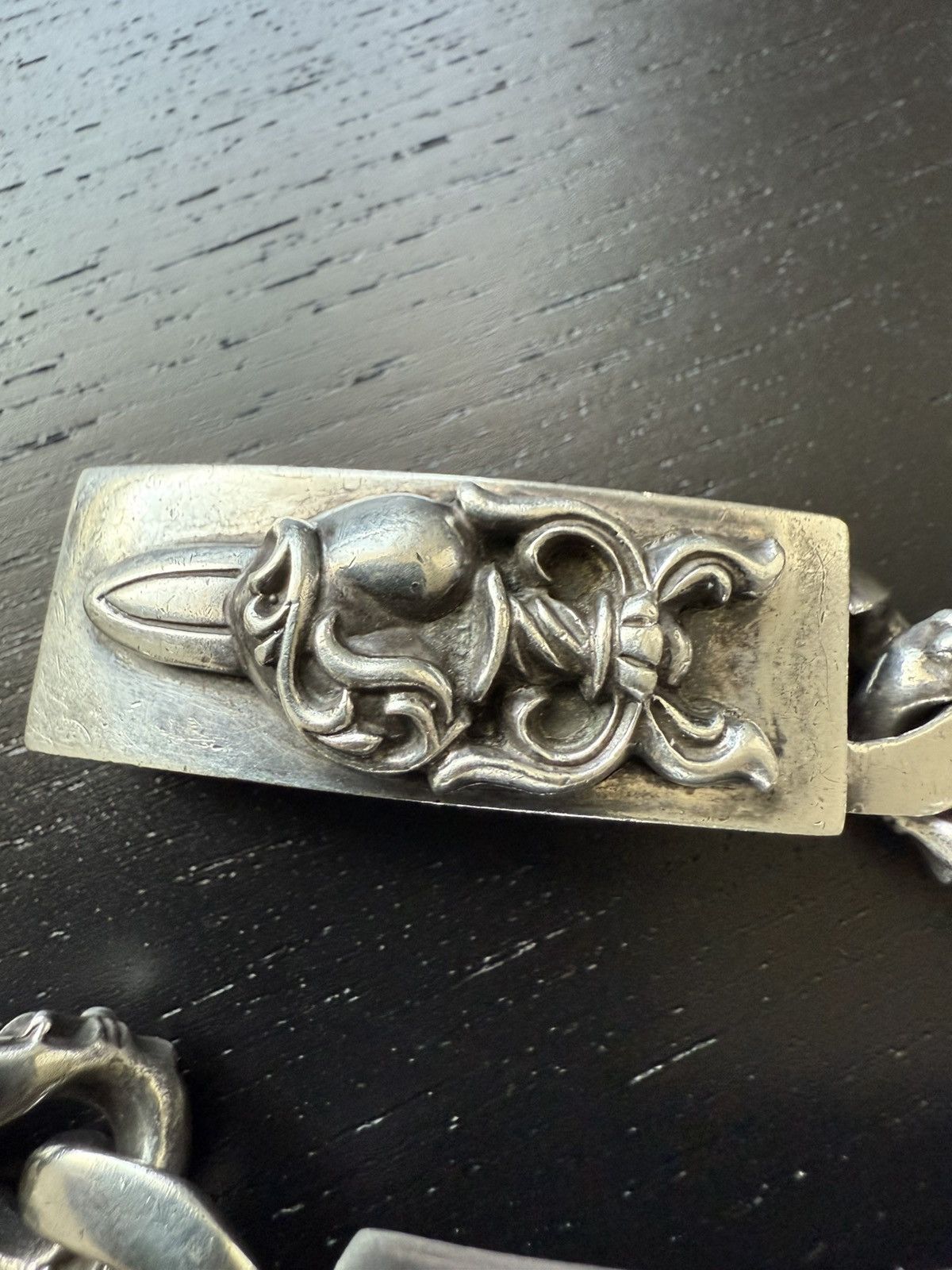 Chrome Hearts DOUBLE ID DIAMOND FLORAL HEART DAGGER FANCY 8 LINK Size ONE SIZE - 3 Thumbnail