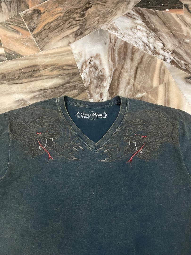 Japanese Brand Cross Keys Dragon Poem Long Sleeve Tee Shirt Size US L / EU 52-54 / 3 - 5 Thumbnail