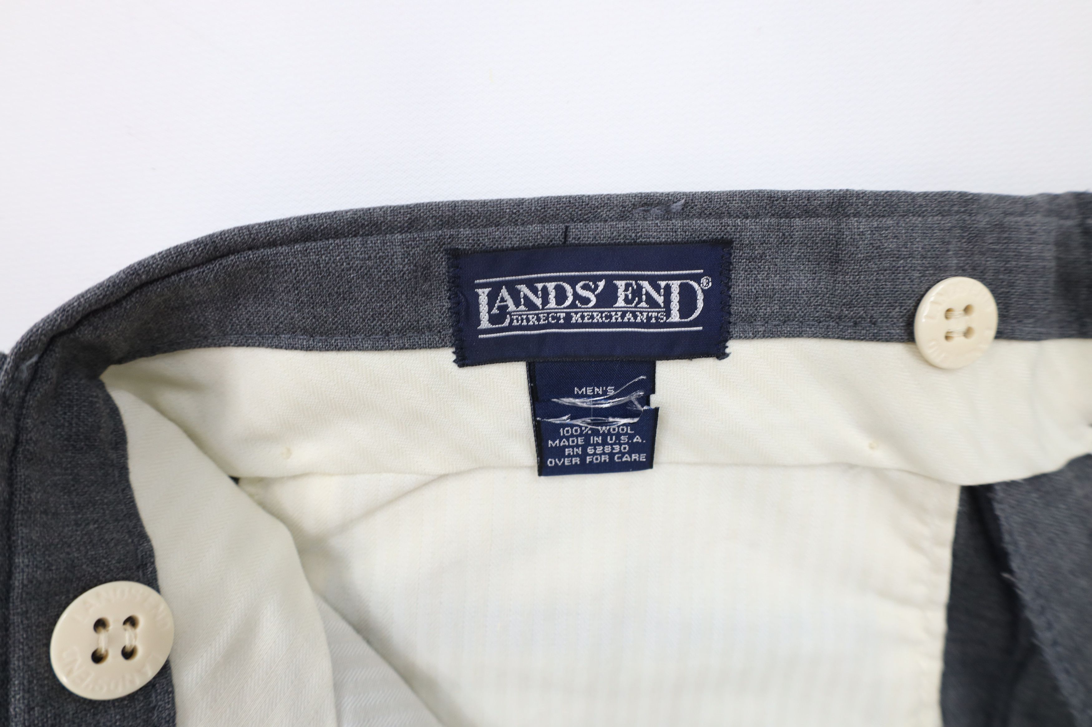 Lands' End × Vintage Vintage 90s Lands End Wide Leg Chino Pants Heather Gray USA Size US 36 / EU 52 - 6 Thumbnail