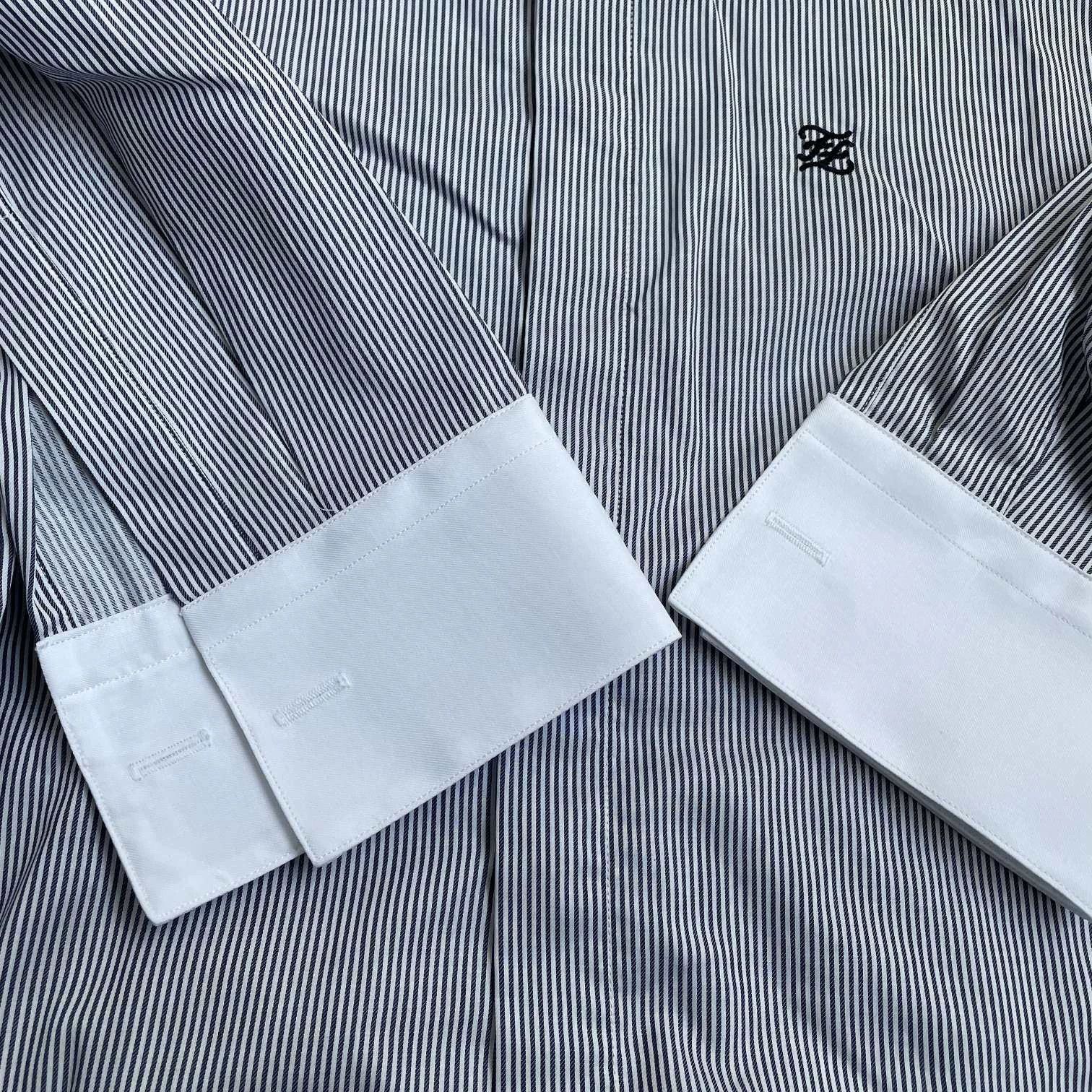 Fendi FENDI men's gray striped lapel shirt white sleeve 37-39 Size US XS / EU 42 / 0 - 4 Thumbnail