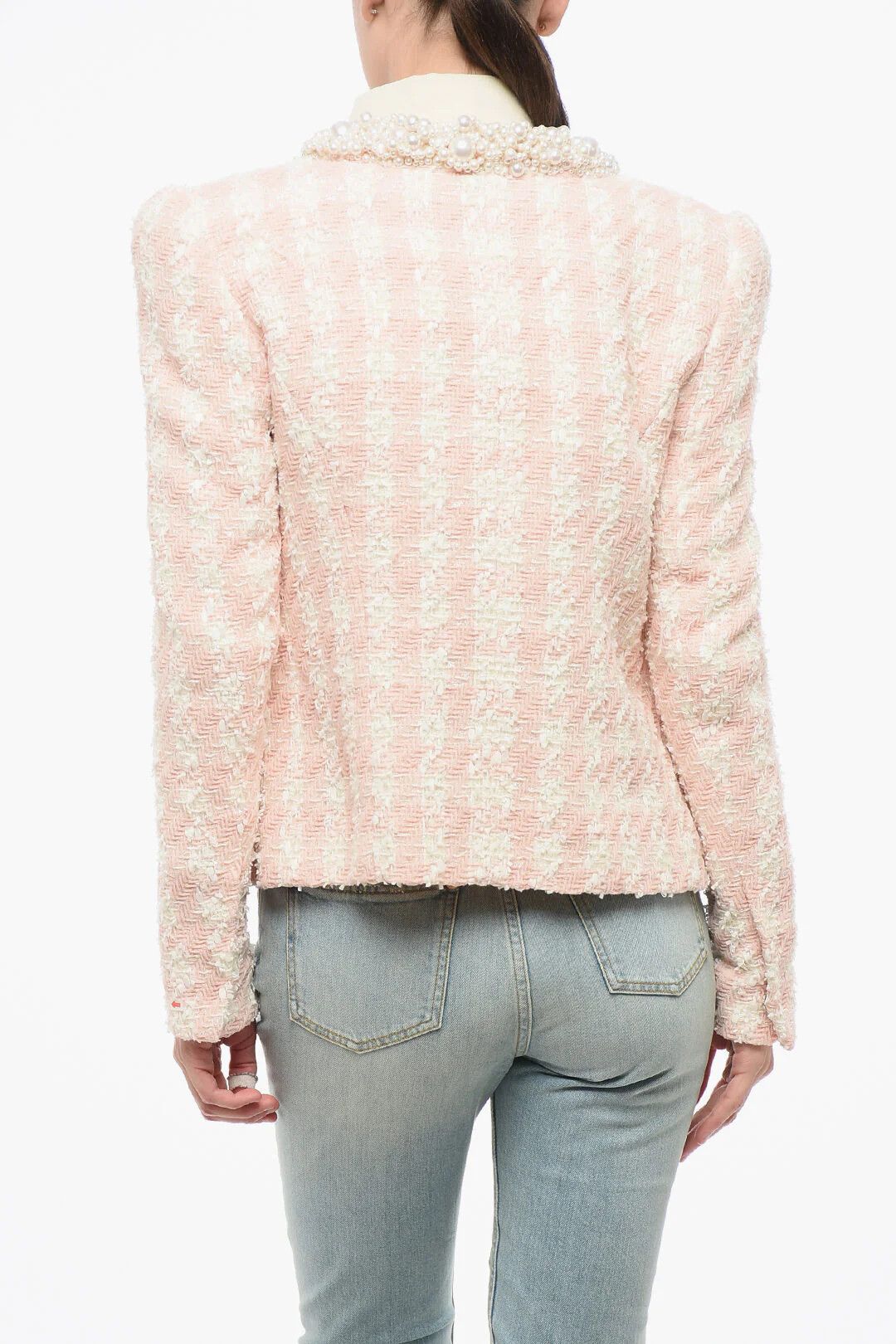 Balmain og1mm0326 Tweed Open-Front Jacket in Pink Size XS / US 0-2 / IT 36-38 - 2 Thumbnail