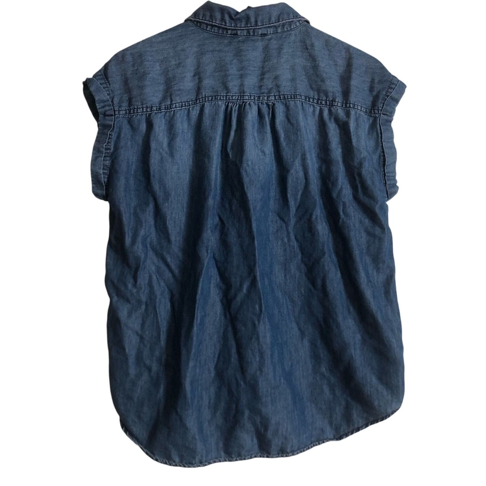 Nine West Nine West Jeans Chambray Soft Denim Cap Sleeves Blouse Top Size M / US 6-8 / IT 42-44 - 2 Thumbnail