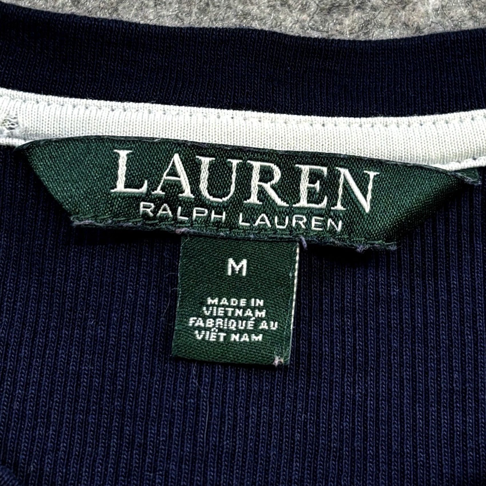 Ralph Lauren Lauren Ralph Lauren Ribbed Top 3/4 Sleeve Navy Medium Women’s Pullover Cotton Slim Size M Short Sleeve? Size M / US 6-8 / IT 42-44 - 7 Thumbnail