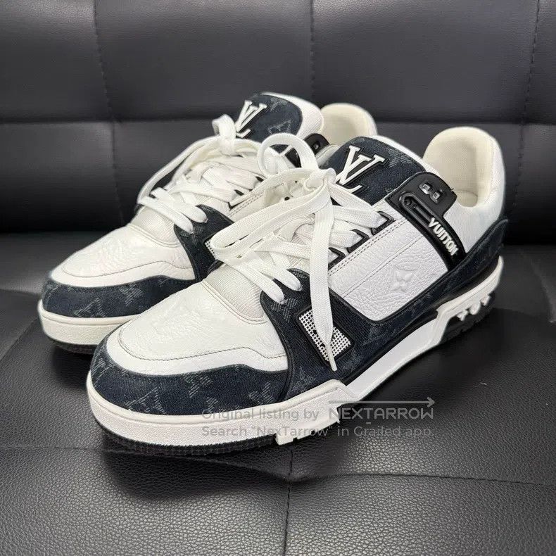 Louis Vuitton Louis Vuitton Trianer black and white denim low-cut board Size US 9 / EU 42 - 1 Thumbnail