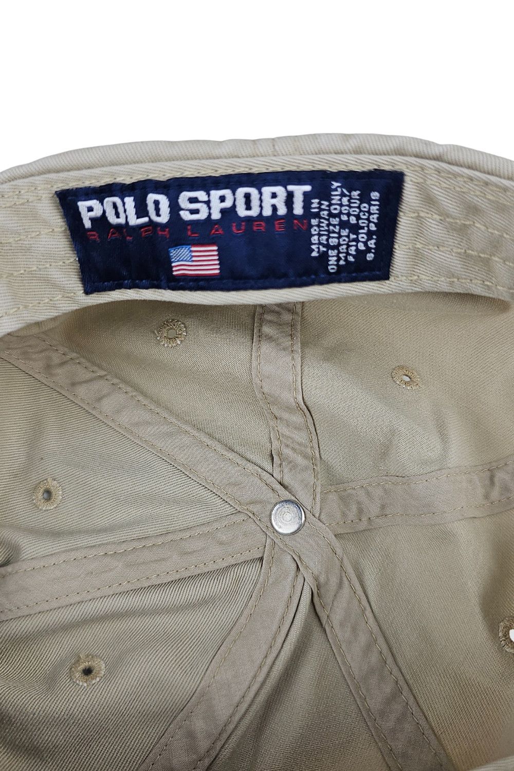 Polo Ralph Lauren 1990s Polo Sport RL “Flag Logo” Cap - Beige, OSFA, Taiwan Size ONE SIZE - 7 Thumbnail