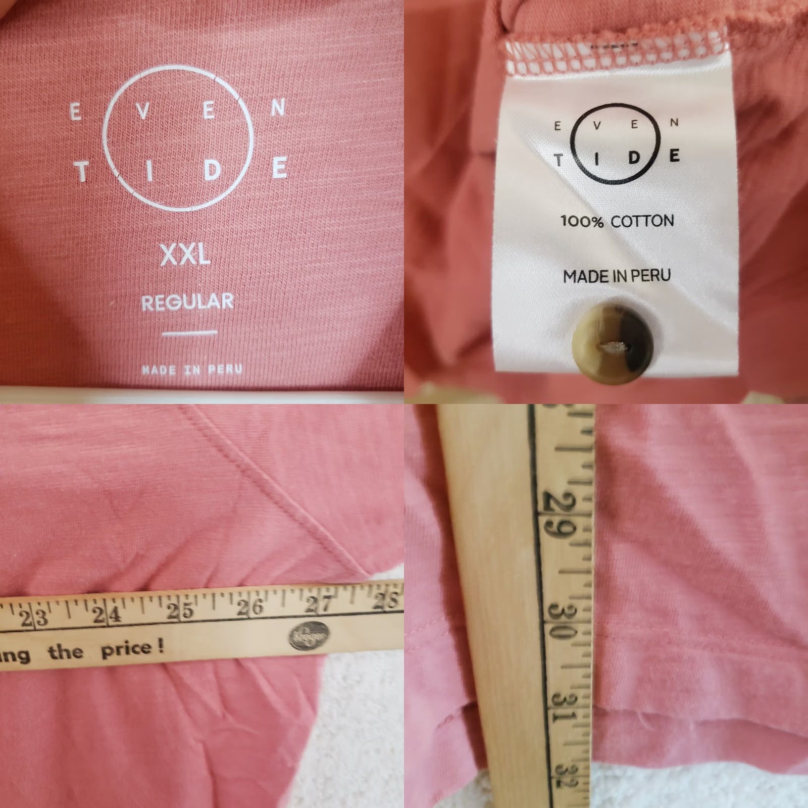 Vintage Even Tide Polo Shirt Short Sleeve Men 2XL Regular 100% Cotton Coral Pink Shirts Mens Polo Size US XXL / EU 58 / 5 - 8 Thumbnail