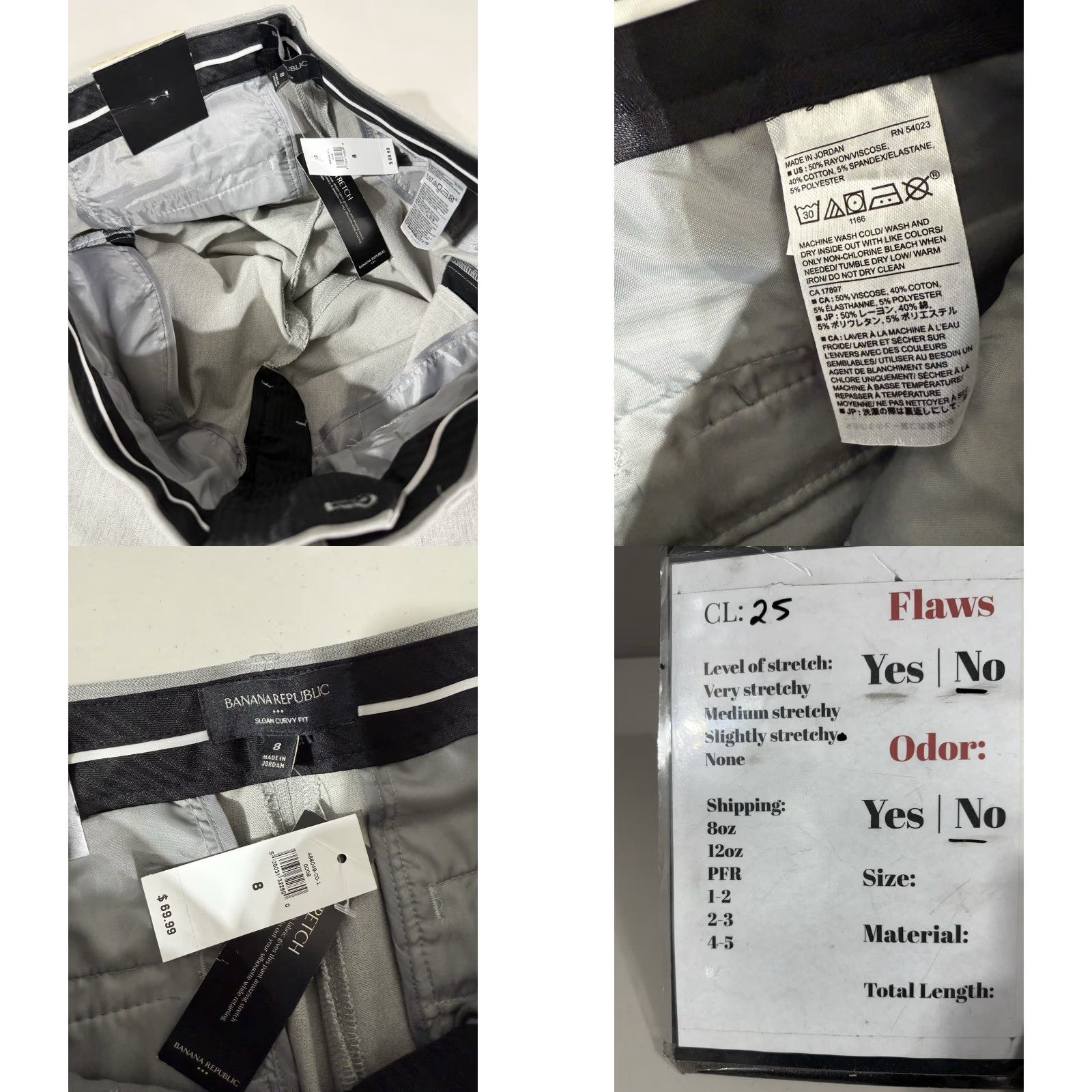 Banana Republic Banana Republic Sloan Gray Black Stripes Ankle Pant Sz 8 Mid Rise Regular Pockets Cotton Blend Women Size 30" / US 8 / IT 44 - 8 Thumbnail