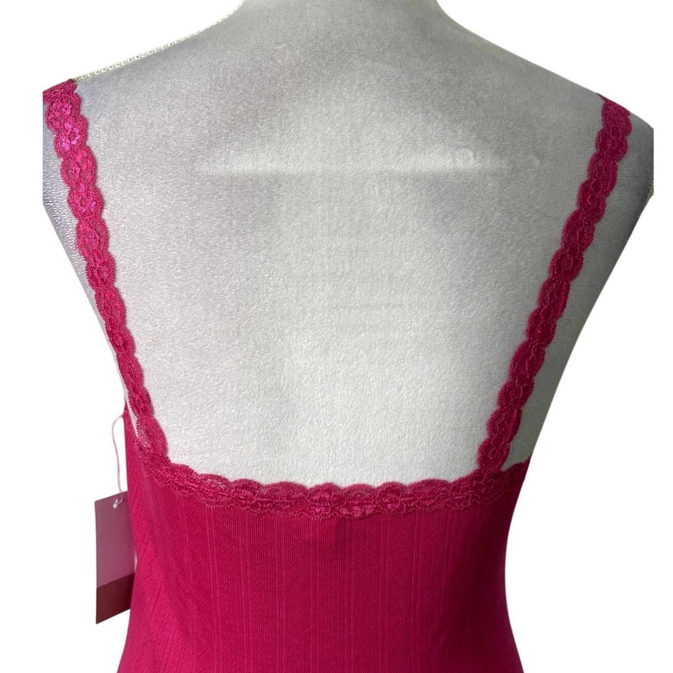 BP. BP Crop Top Sleeveless Ribbed Lace Straps Hot Pink S NWT Size S / US 4 / IT 40 - 5 Thumbnail