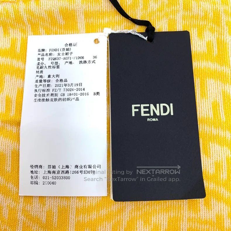 Fendi Fendi Yellow logo letter full-printed casual knit half-ski Size 24" / US 00 / IT 34 - 6 Thumbnail