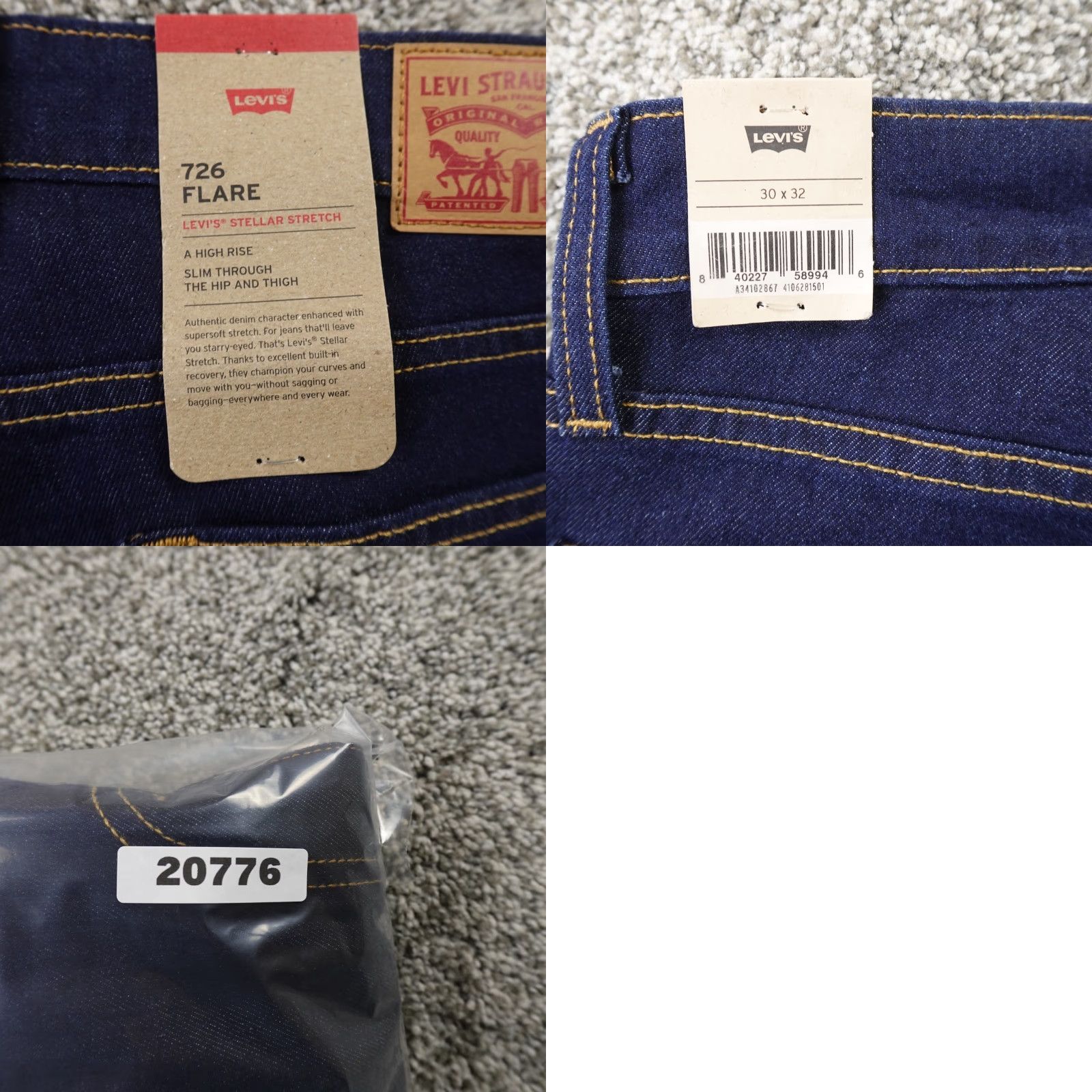 Levi's Levi's Jeans Womens 30 Dark Blue Denim 726 Flare High Rise Stretch Boho Hippie 70s Festival Cowboy Ranch Western Vintage No Size 30" / US 8 / IT 44 - 10 Thumbnail