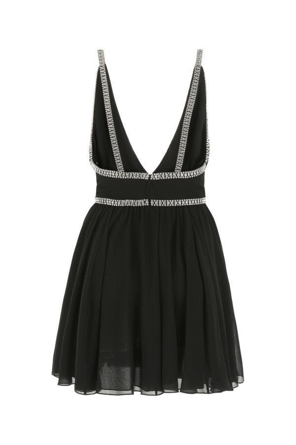 Saint Laurent Paris o1s1wg111224 Rhinestone Embellishment Mini Dress in Black Size XL / US 12-14 / IT 48-50 - 2 Thumbnail
