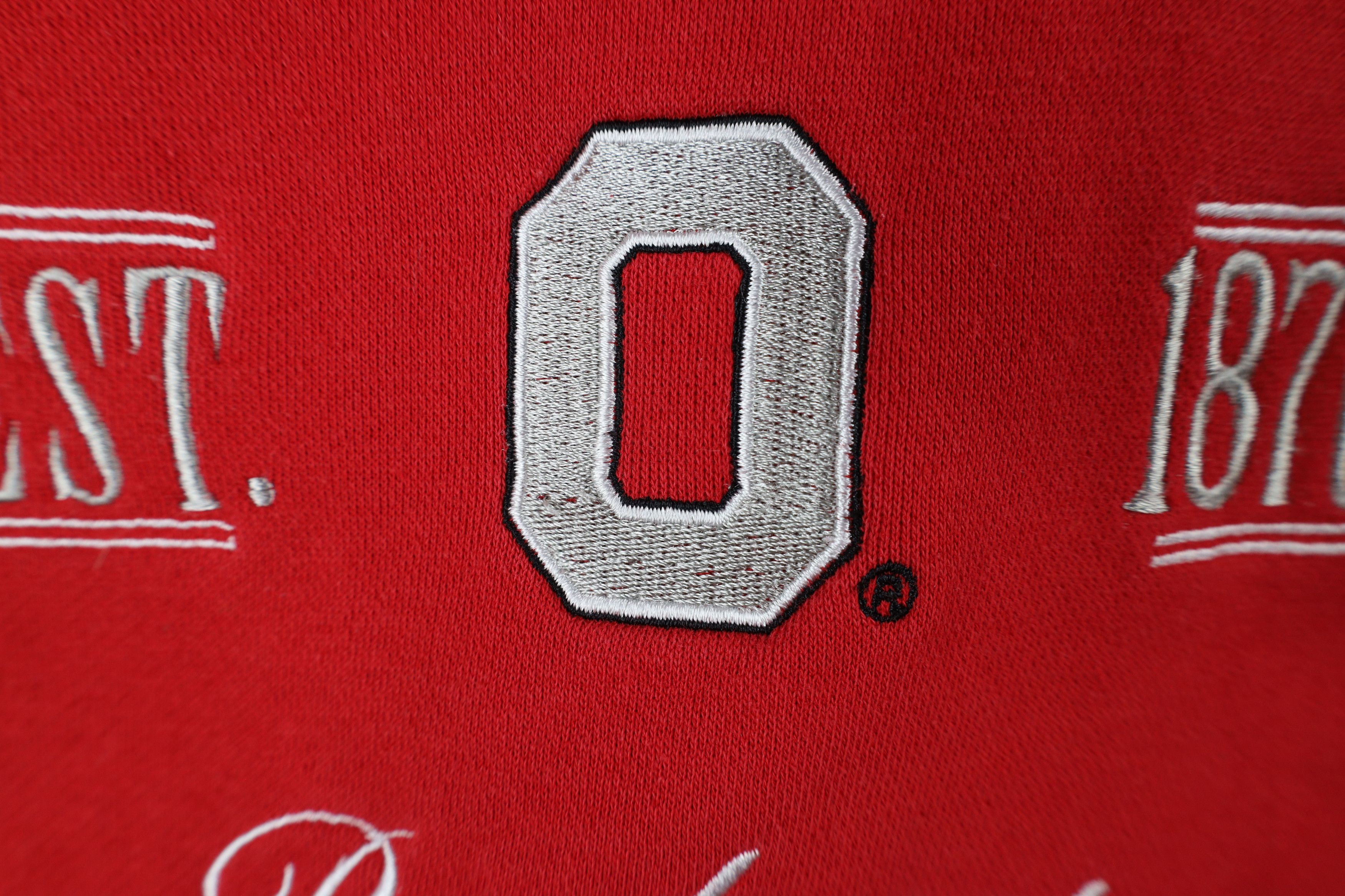 Vintage Vintage 90s Ohio State University V-Neck Sweatshirt Red Size US L / EU 52-54 / 3 - 8 Thumbnail