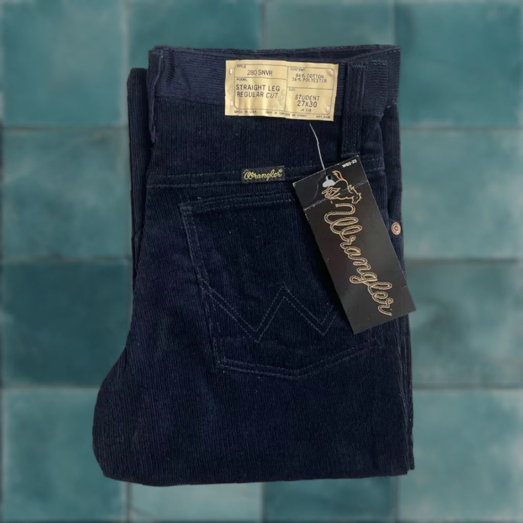 Wrangler VINTAGE Wrangler Corduroy Straight Leg Pants Men 27x30 Deadstock NWT Navy 70s Size US 27 - 1 Thumbnail