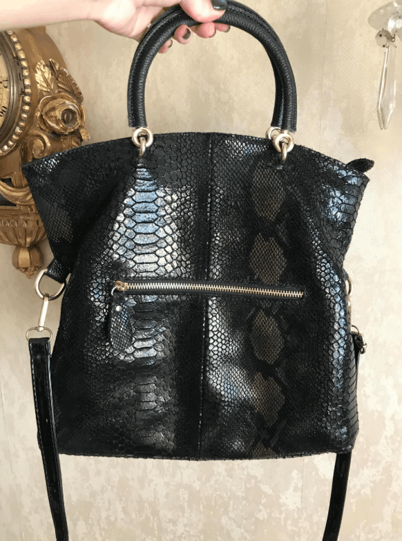 Vintage Black Snake Effect Leather Big Bag by Realer Size ONE SIZE - 3 Thumbnail