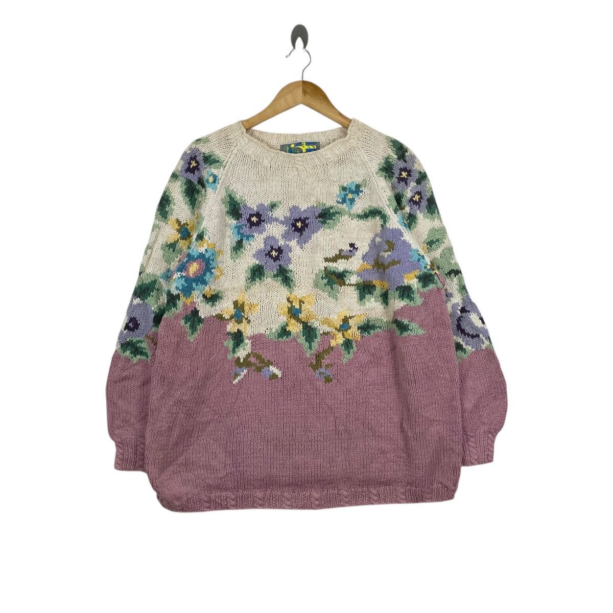 Vintage Vintage Floral Art Knitwear Sweater Size L / US 10 / IT 46 - 1 Thumbnail