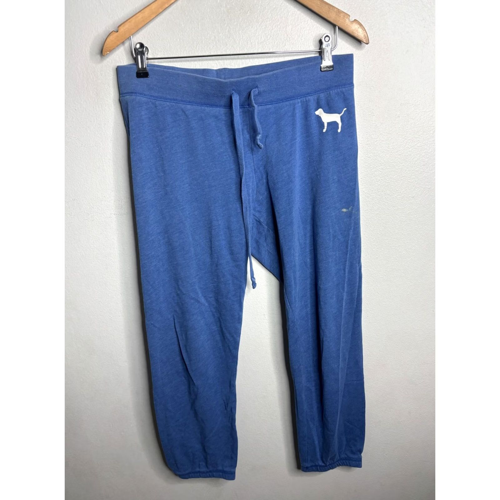 Pinko PINK Victoria's Secret Sweatpants Womens Small Blue Capri Joggers Logo Applique Size 26" / US 2 / IT 38 - 4 Thumbnail