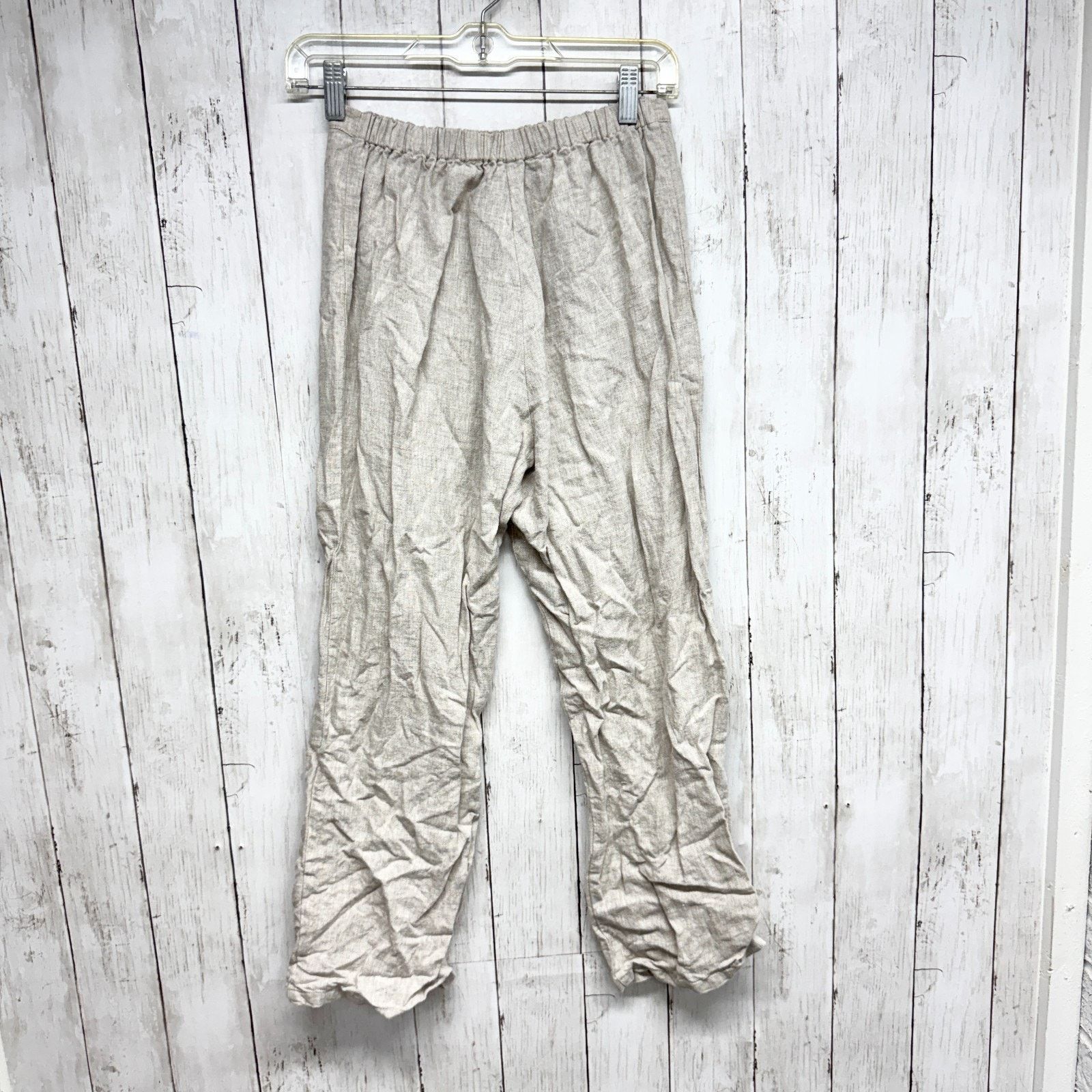 Lioness Lioness Pants Sz Small Tan Linen Straight Leg Button Zip Fly Size 26" / US 2 / IT 38 - 3 Thumbnail
