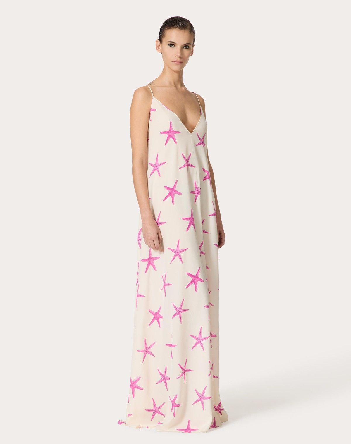 Valentino o1s1wg110525 Crepe De Chine Starfish Dress in Multicolor Size S / US 4 / IT 40 - 2 Thumbnail