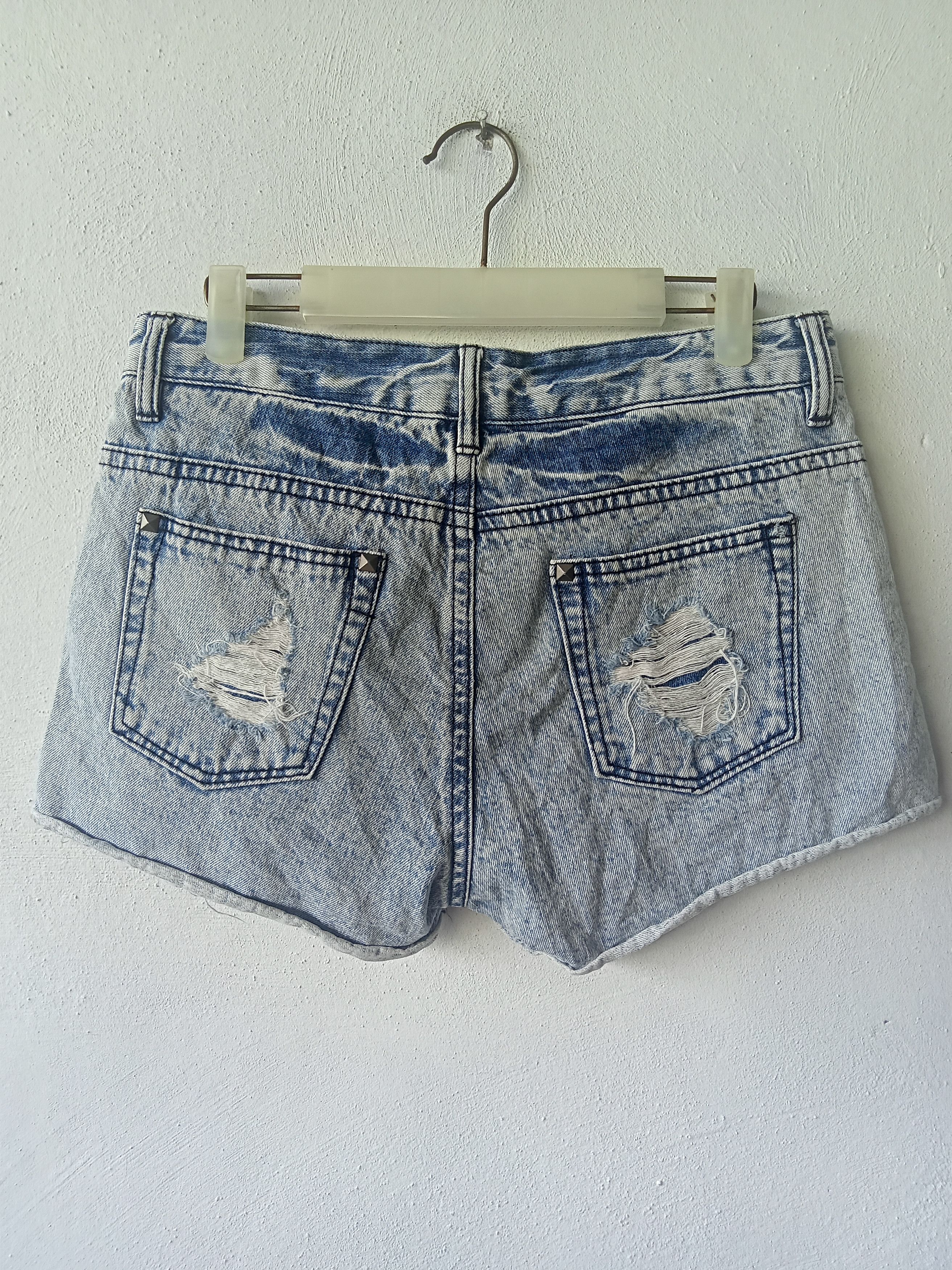 Japanese Brand Japanese Studbutton Distressed Ripped Short Denim Size 29" - 4 Thumbnail