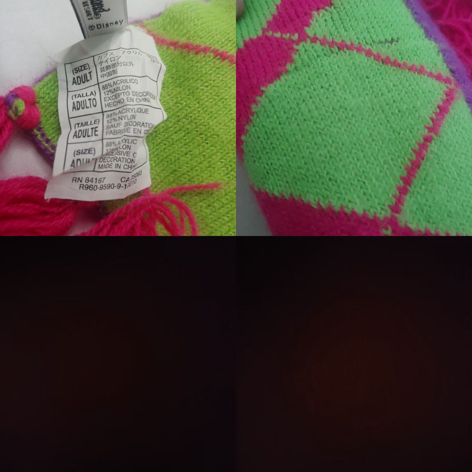 Disney Walt Disney Parks I Love Mickey Scarf Reversible Argyle Diamond Knit 78" Womens Winter Fringe Multicolor Size ONE SIZE - 8 Thumbnail
