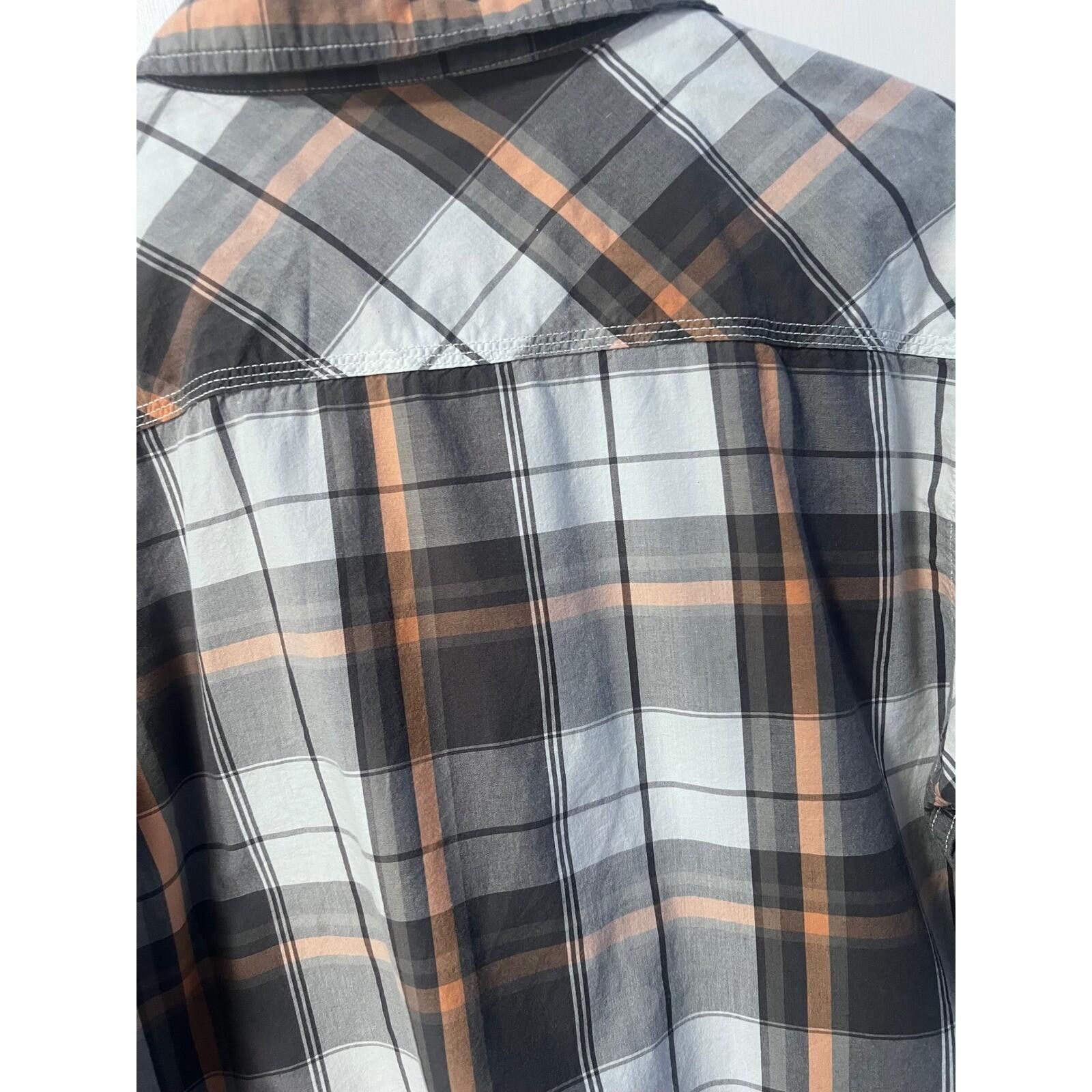 Other Reclaim Plaid Button Down Mens L Grey Orange Athletic Fit Size US L / EU 52-54 / 3 - 9 Thumbnail
