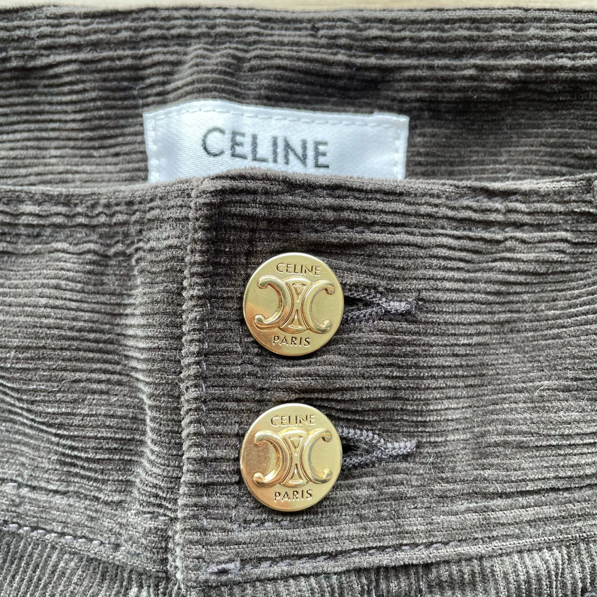 Celine CELINE 99 New Corduroy SL Pants Women's Brown 28 Zipper Belt Size 28" / US 6 / IT 42 - 3 Thumbnail