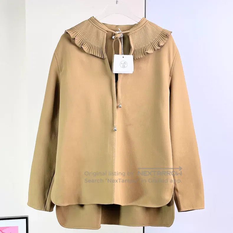 Hermes Hermes Brown Bellflower Collar Shirt Size S / US 4 / IT 40 - 1 Thumbnail