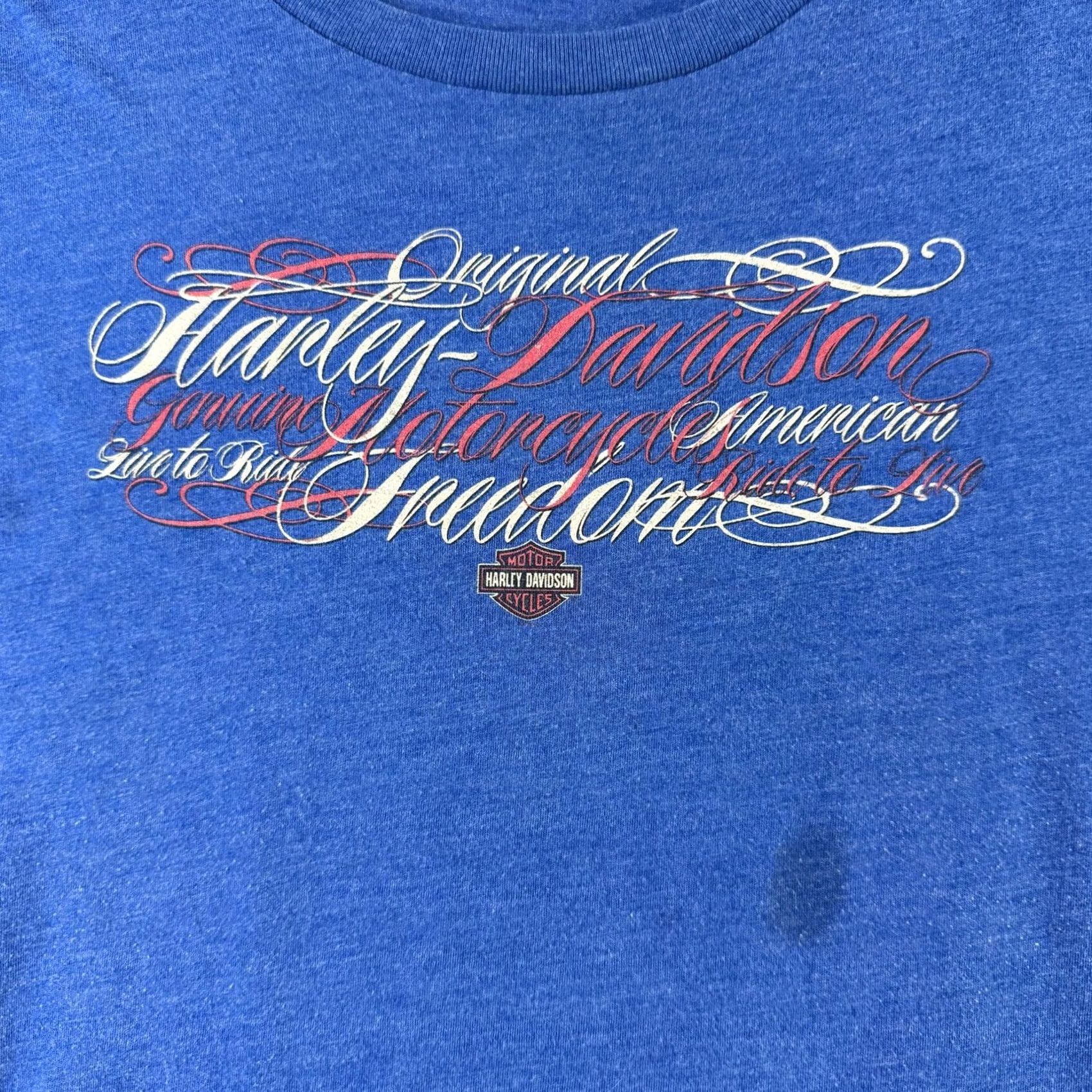 Harley Davidson VINTAGE Harley-Davidson Shirt Womens Medium Blue Original Freedom Graphic Biker Tee Size M / US 6-8 / IT 42-44 - 2 Thumbnail