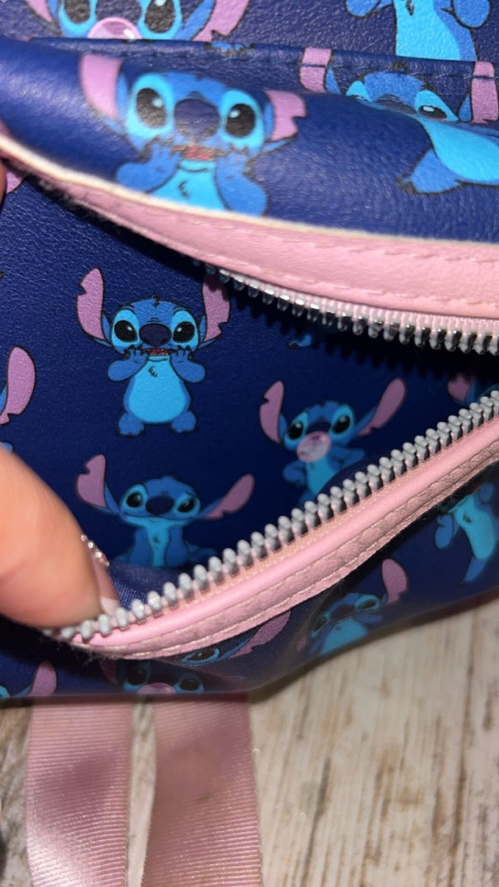 The Unbranded Brand Women's Unbranded Backpack One Size Blue Pink Stitch Mini Ba Size ONE SIZE - 2 Thumbnail