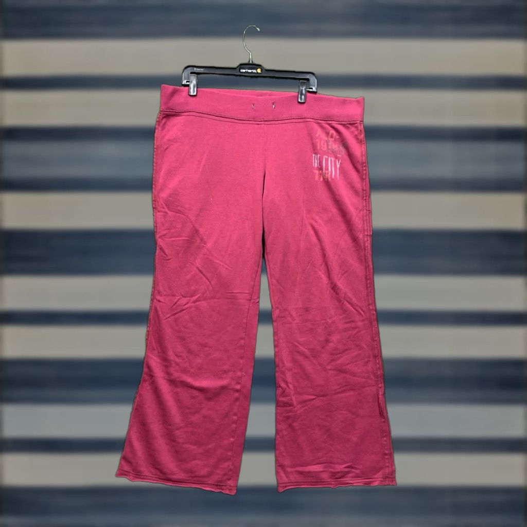 American Eagle Outfitters American Eagle Sweatpants Womens XL Red Logo Stretch Flare Casual Wide-Leg Size 40" / US 18 - 1 Thumbnail