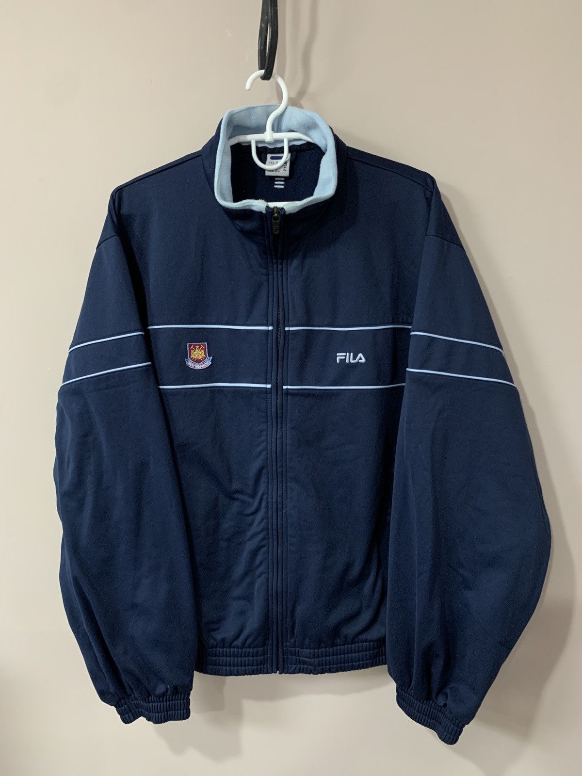 West Ham United Zip Football Jacket Fila Vintage Retro Sz M