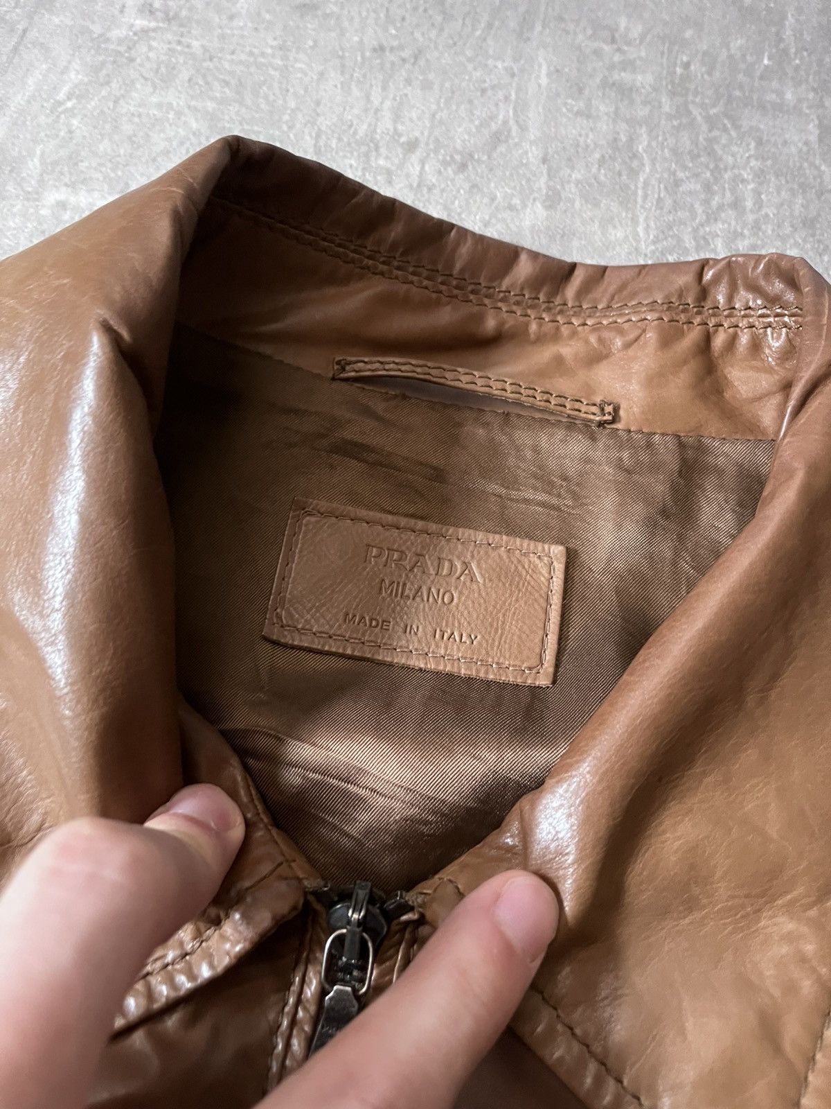 Prada Prada S/S 2006 brown soft lamb leather bomber jacket Size US L / EU 52-54 / 3 - 7 Thumbnail