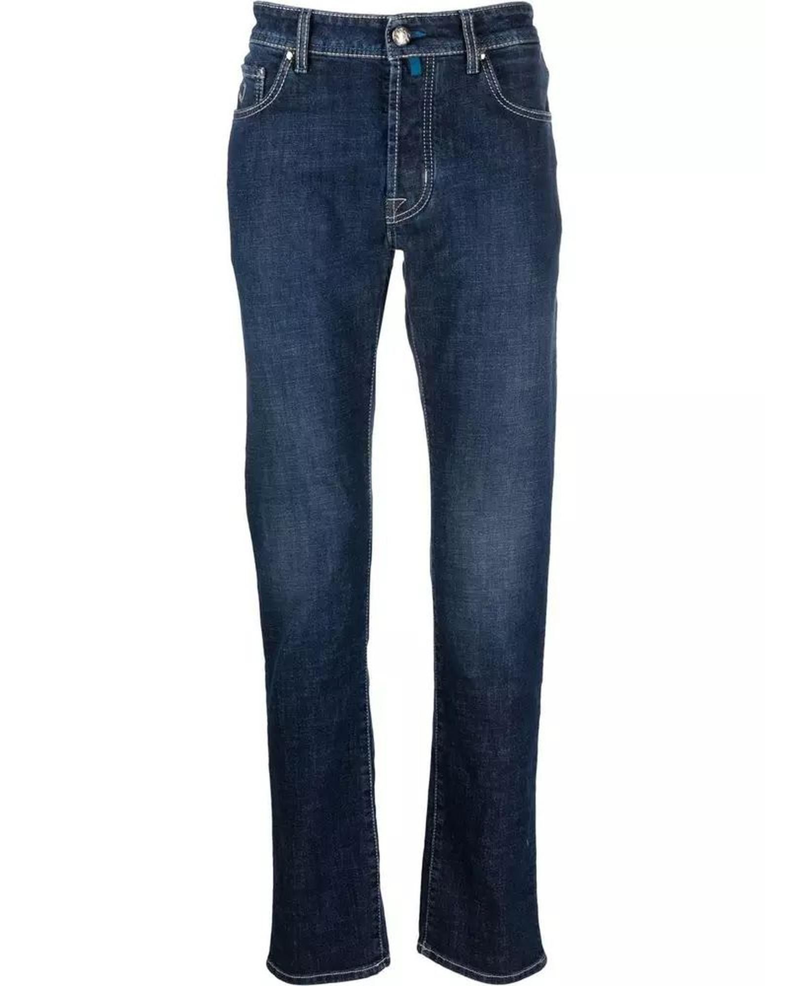 image of Jacob Cohen Indigo Regular Cut Jeans With Scarf Detailing in Blue, Men's (Size 36)